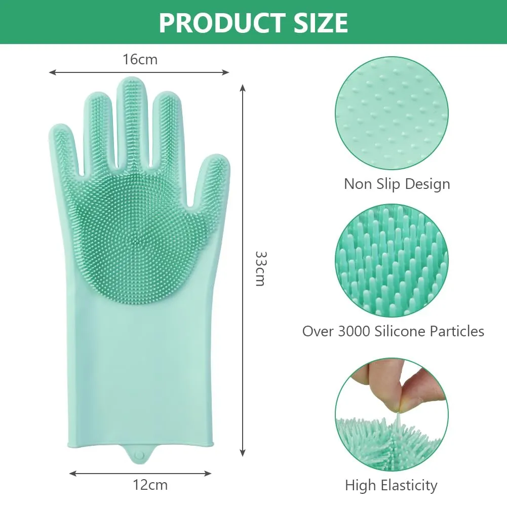 AMFUN Guanti da Toelettatura per Animali Domestici, Guanto per Gatti Cani, Guanti da Bagno in Morbido Silicone con Spazzola A Setole Morbide per Cani Gatti Coniglio - immagine 2
