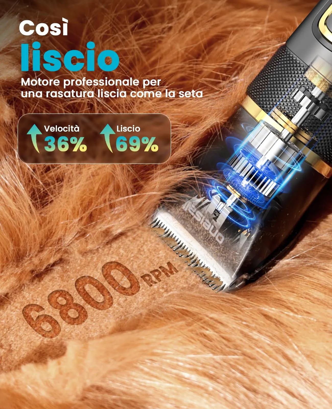 oneisall Silenzioso Tosatrice per Cani Aggiornamento Pro, Professionale Tosatrice per cani e gatti 2000mAh Ricaricabile, IPX7 Impermeabile Rasoio per cani per la Toelettatura a Casa - immagine 6