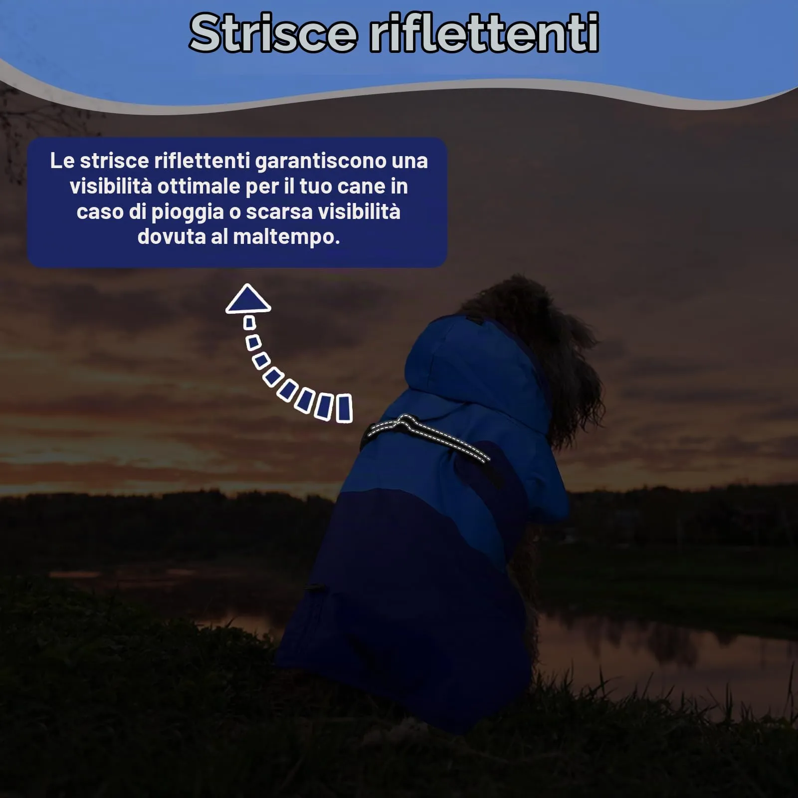 Impermeabile Cane Taglia Grande, Giacca Impermeabile Mantella Antipioggia Cani Leggera Vestito Impermeabile Catarifrangente con Apertura per Guinzaglio(Blu, XL) - immagine 6