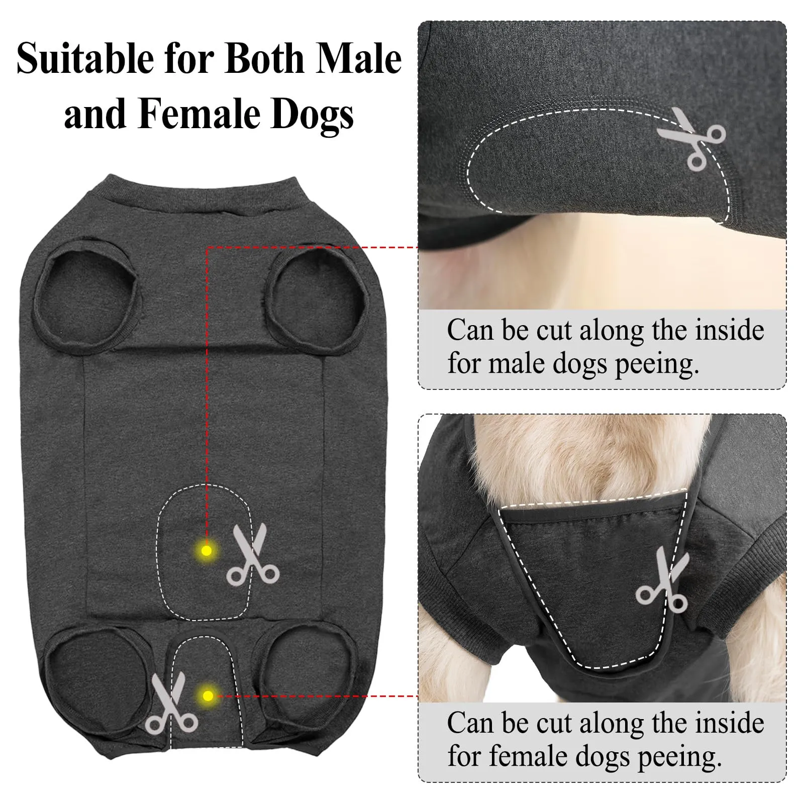 Cyponpy Body Post Operatorio Cane Femmina Maschio Tuta Pigiama Protezione Ferite per Cani Tutina Post Operatoria Cane Vestito Recupero Body per Cani dopo Sterilizzazione Chirurgico Alternative Collare - immagine 3