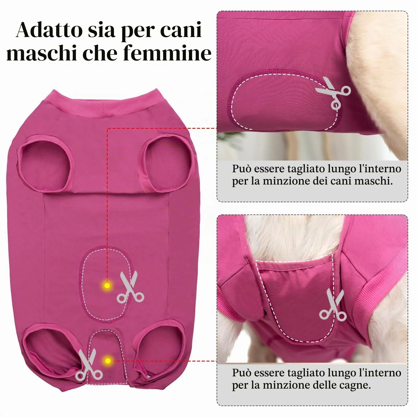 Cyponpy Body Post Operatorio Cane Femmina Maschio Tuta Pigiama Protezione Ferite per Cani Tutina Post Operatoria Cane Vestito Recupero Body per Cani dopo Sterilizzazione Chirurgico Alternative Collare - immagine 3