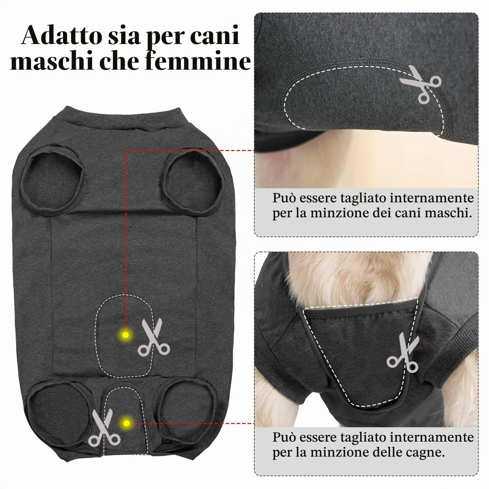 Cyponpy Body Post Operatorio Cane Femmina Maschio Tuta Pigiama Protezione Ferite per Cani Tutina Post Operatoria Cane Vestito Recupero Body per Cani dopo Sterilizzazione Chirurgico Alternative Collare - immagine 3