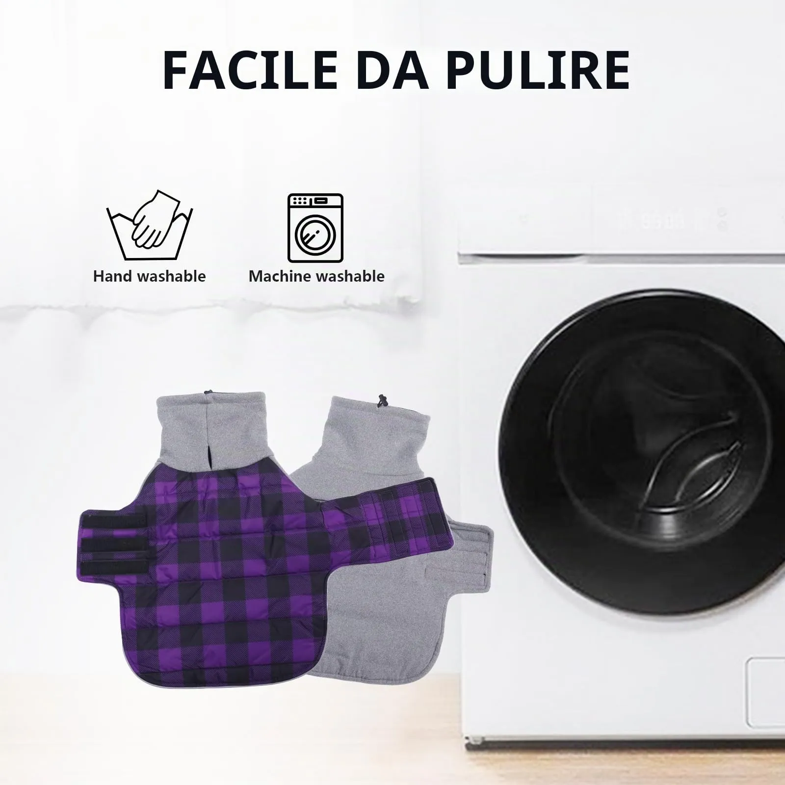 Geyecete Impermeabile Cappotto Bassotto cane,Giacca invernale per bassotto,Regolabile Caldo pullover per Cani,Collo Alto Cappotto da cucciolo,Stile Quadri Inglese-Viola Quadri-M - immagine 7