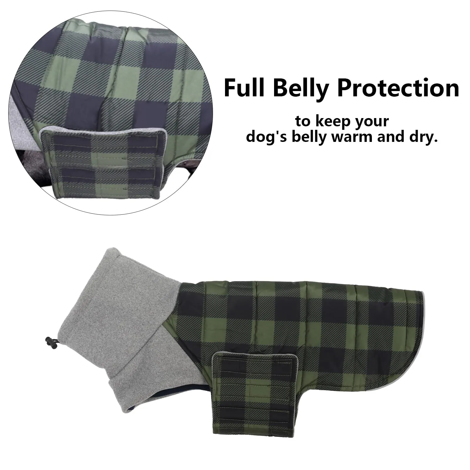 Geyecete Impermeabile Cappotto Bassotto cane,Giacca invernale per bassotto,Regolabile Caldo pullover per Cani,Collo Alto Cappotto da cucciolo,Stile Quadri Inglese-Verde Quadri-L - immagine 3
