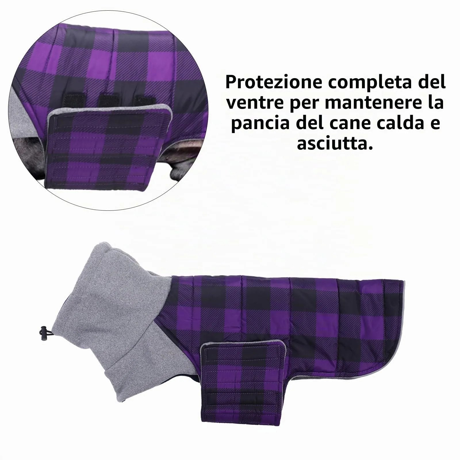 Geyecete Impermeabile Cappotto Bassotto cane,Giacca invernale per bassotto,Regolabile Caldo pullover per Cani,Collo Alto Cappotto da cucciolo,Stile Quadri Inglese-Viola Quadri-S - immagine 3