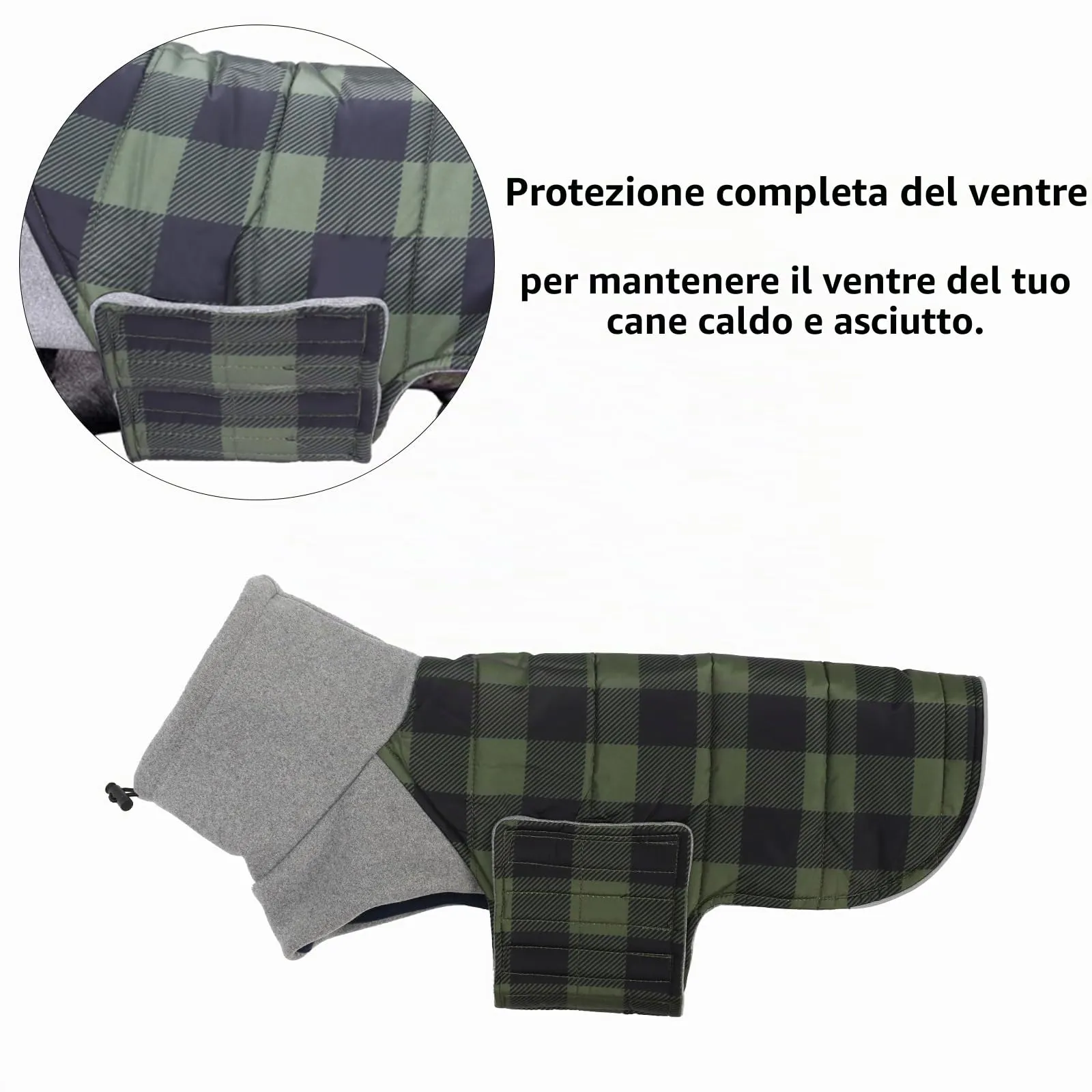 Geyecete Impermeabile Cappotto Bassotto cane,Giacca invernale per bassotto,Regolabile Caldo pullover per Cani,Collo Alto Cappotto da cucciolo,Stile Quadri Inglese-Verde Quadri-XS - immagine 3
