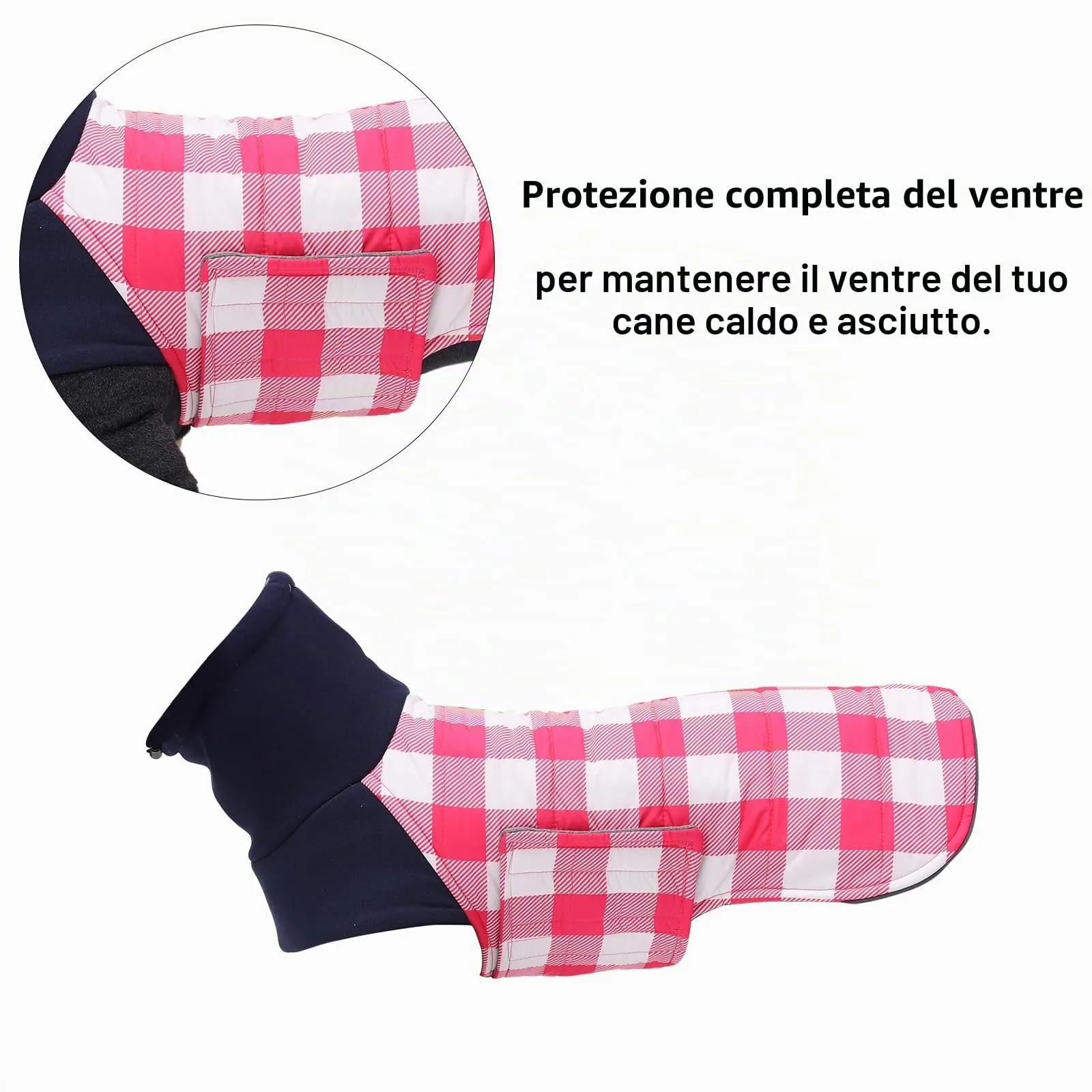 Geyecete Impermeabile Cappotto Bassotto cane,Giacca invernale per bassotto,Regolabile Caldo pullover per Cani,Collo Alto Cappotto da cucciolo,Stile Quadri Inglese-Rosa Quadri-XS - immagine 3