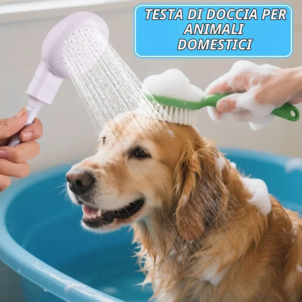 Funalix Soffione doccia per animali domestici, in gomma, soffione per doccia portatile, per bagno e bambini, lavare i capelli, facile installazione in rubinetti da bagno e cucina - immagine 2