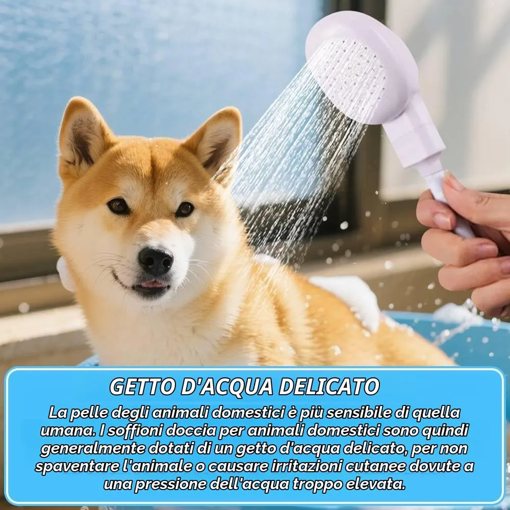 Funalix Soffione doccia per animali domestici, in gomma, soffione per doccia portatile, per bagno e bambini, lavare i capelli, facile installazione in rubinetti da bagno e cucina - immagine 3