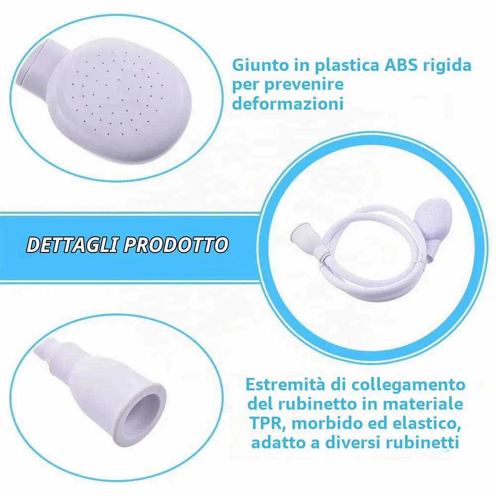 Funalix Soffione doccia per animali domestici, in gomma, soffione per doccia portatile, per bagno e bambini, lavare i capelli, facile installazione in rubinetti da bagno e cucina - immagine 4