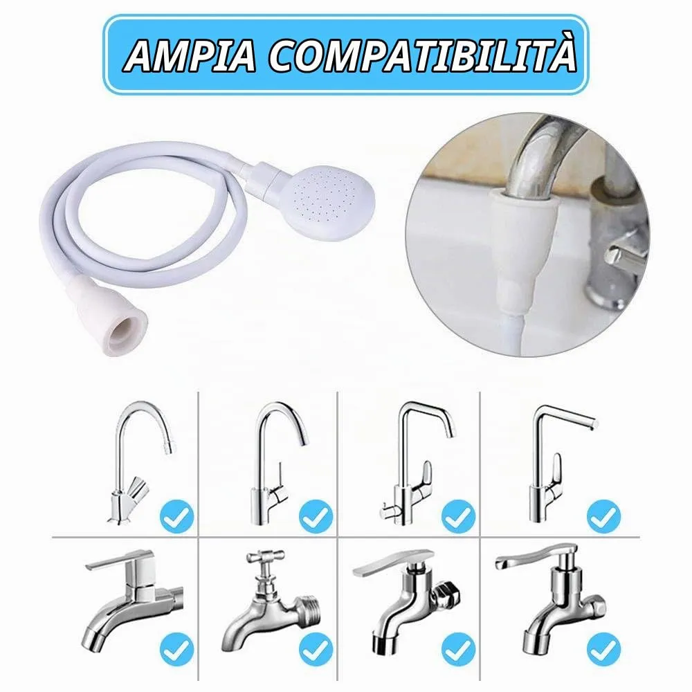Funalix Soffione doccia per animali domestici, in gomma, soffione per doccia portatile, per bagno e bambini, lavare i capelli, facile installazione in rubinetti da bagno e cucina - immagine 5
