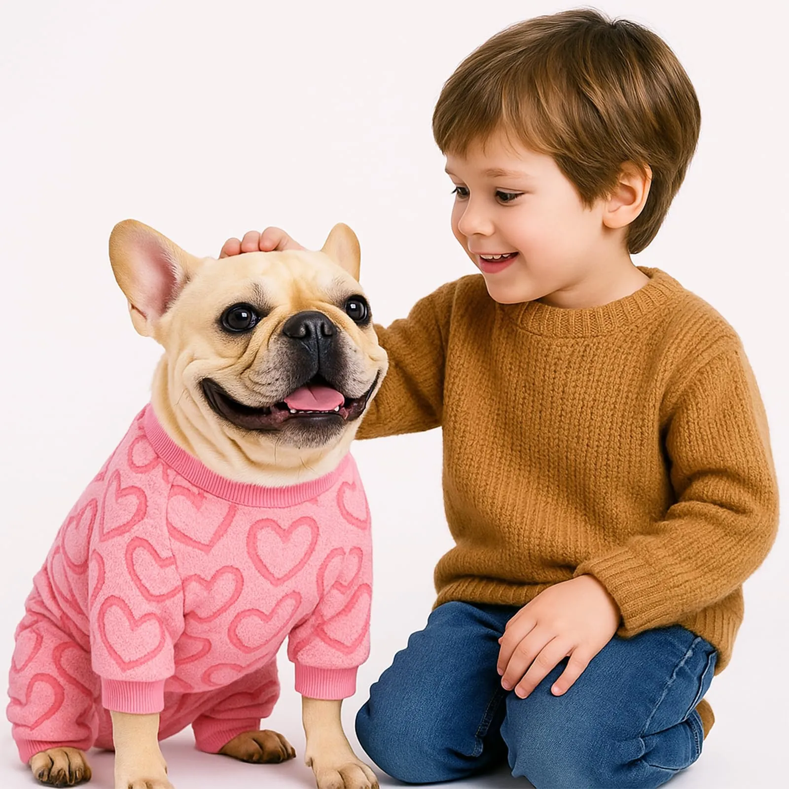 Yoolhamy Pigiama Cane Pile Cuore Taglia Piccola Caldo Rosa Morbido Cappottino Cane Taglia Piccola Vestito per Cani Chihuahua Vestiti (M) - immagine 7