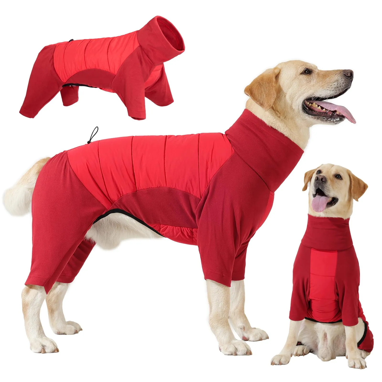 Dotoner Cappotto per Cane a 4 Zampe, Giacca Antivento Invernale con Materiale Elastico, Body Caldo con Passante per Guinzaglio, Pigiama Cani di Taglia Piccola Media e Grande - immagine 1