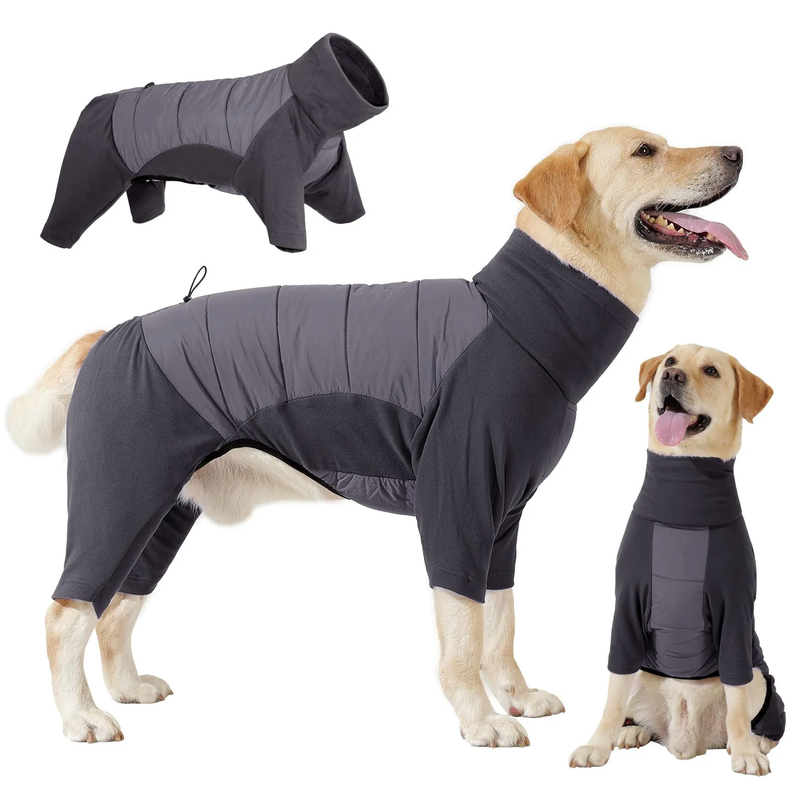 Dotoner Cappotto per Cane a 4 Zampe, Giacca Antivento Invernale con Materiale Elastico, Body Caldo con Passante per Guinzaglio, Pigiama Cani di Taglia Piccola Media e Grande - immagine 1