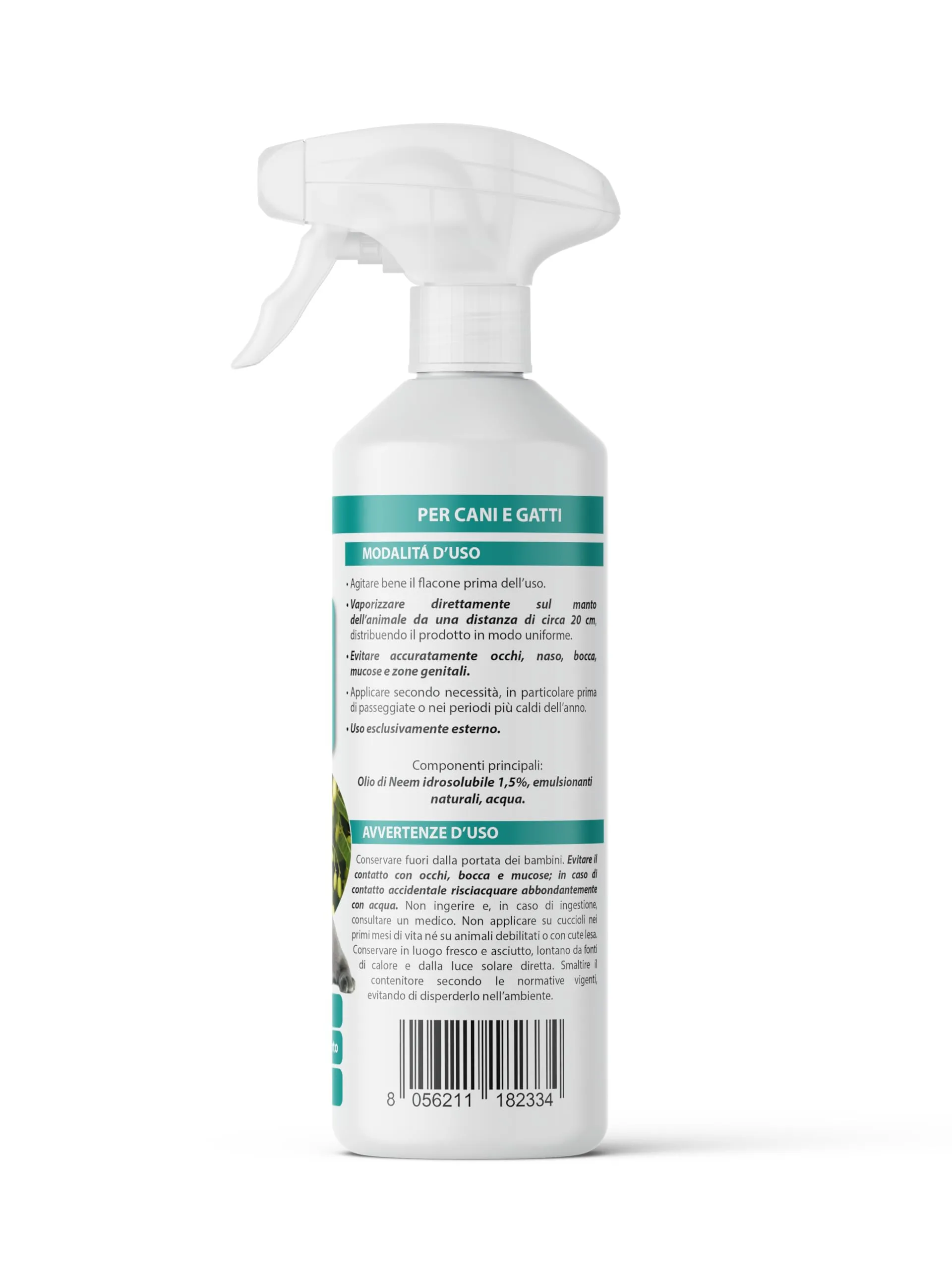 Olio di Neem per Cani e Gatti Spray – Idrosolubile, Naturale, Non Unge – Azione Delicata, Effetto Barriera Sgradito a Zecche Pulci Zanzare Insetti (1 litro) - immagine 3