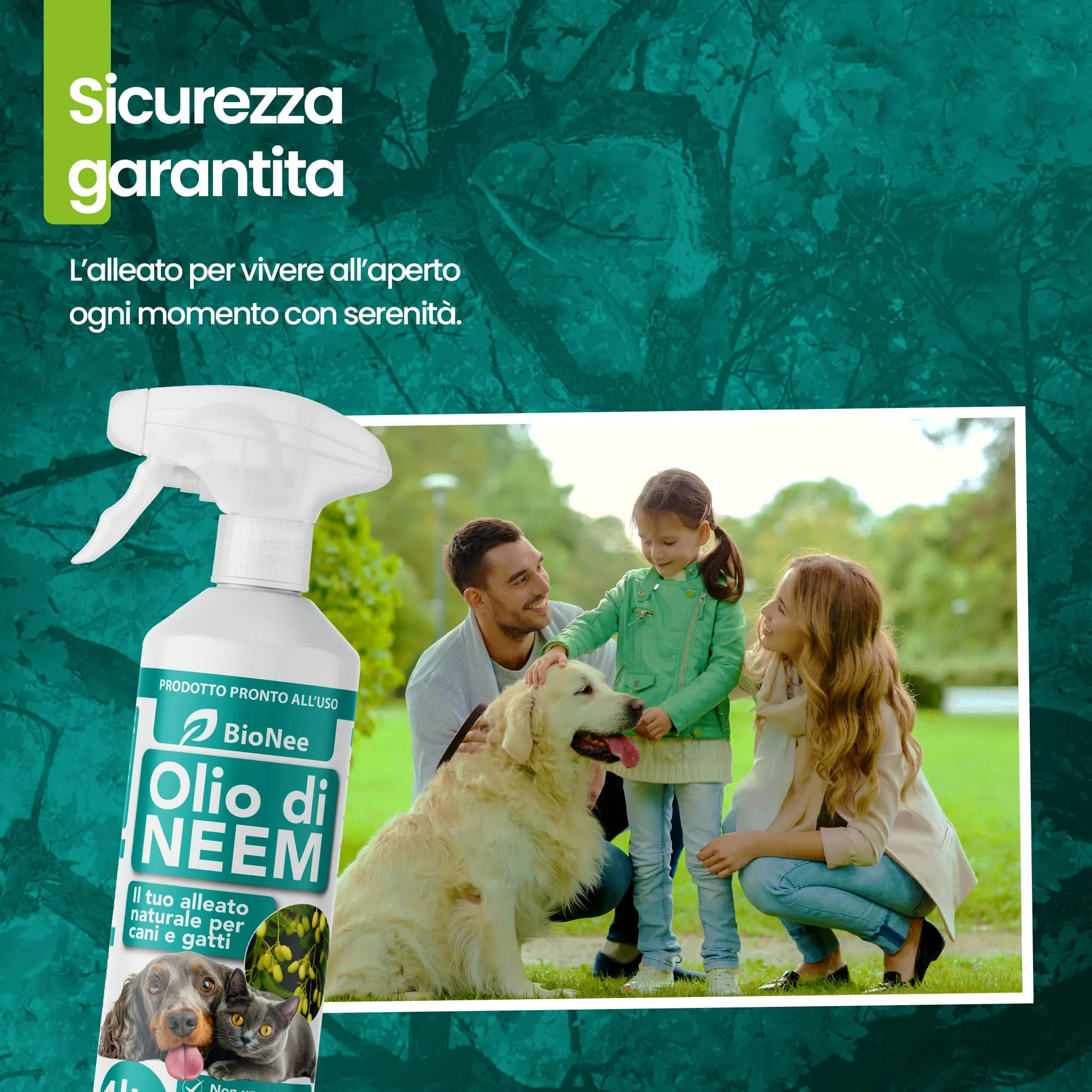 Olio di Neem per Cani e Gatti Spray – Idrosolubile, Naturale, Non Unge – Azione Delicata, Effetto Barriera Sgradito a Zecche Pulci Zanzare Insetti (1 litro) - immagine 9