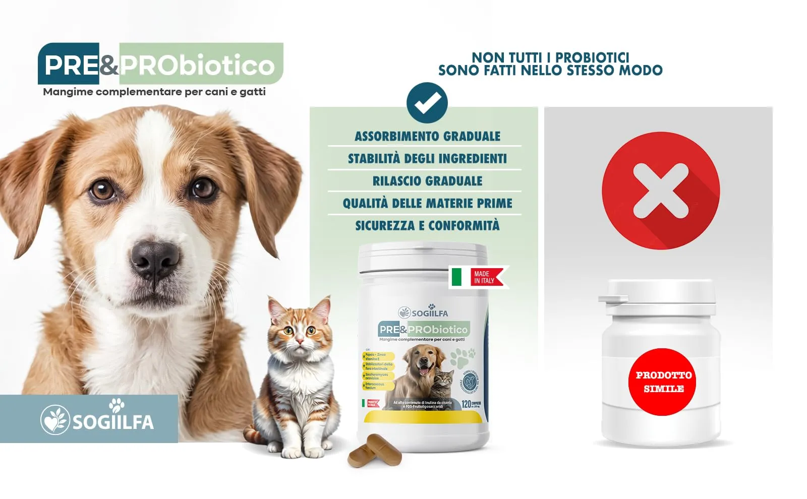 Miglior Fermenti lattici cani 120 pz probiotici per cani e gatti, probiotici per intestino con Enzimi digestivi vivi.Probiotico per cani e gatti naturale rilassante. Pastiglie per prurito e dermatite - immagine 7