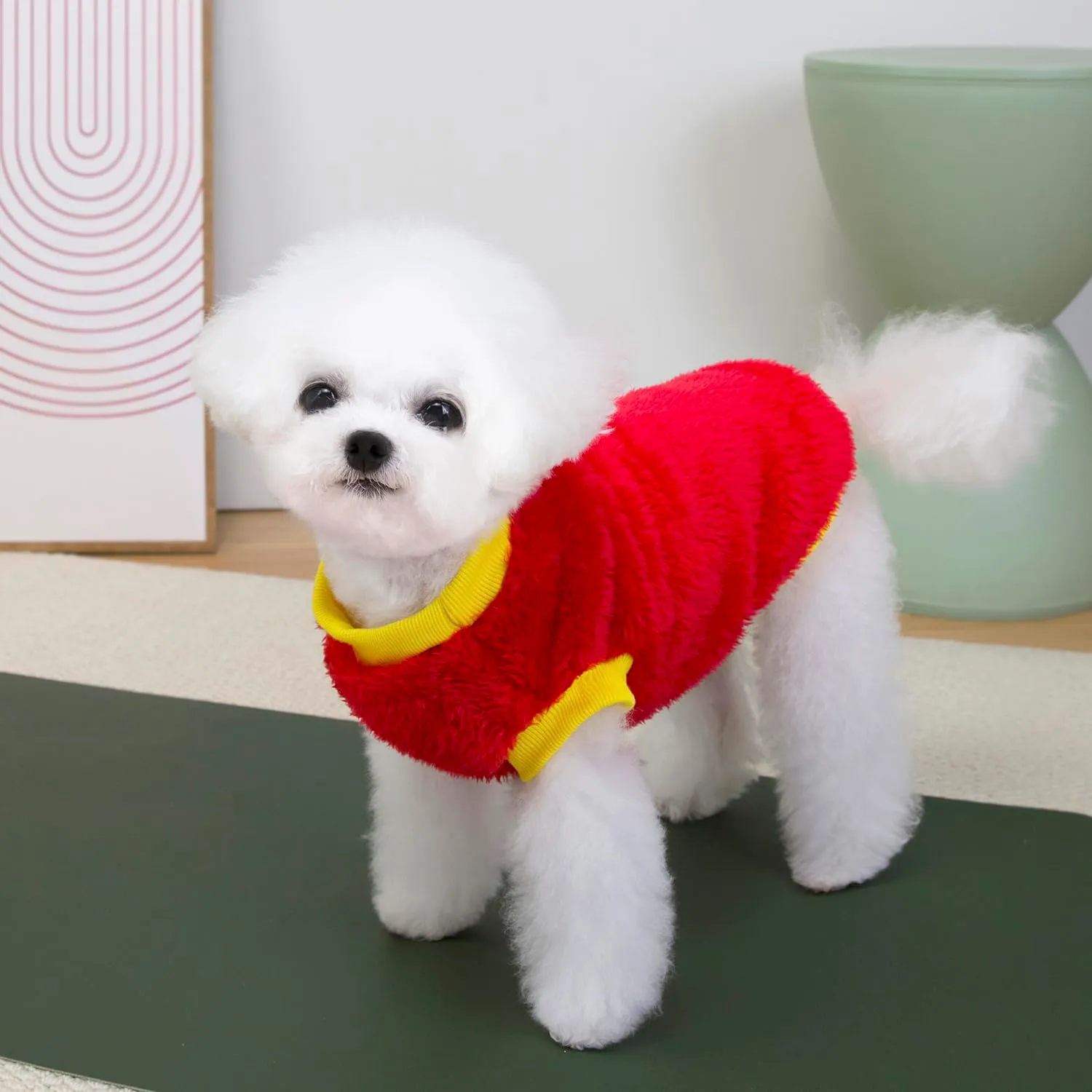 Izefia Cane Maglione Vestiti Abbigliamento Felpe Maglioni di Lana Con Guinzaglio Passante Inverno Caldo Felpa Camicia Pigiama Morbido Modello Carino Gilet Maglione per Cane di Piccola Taglia Gatto - immagine 3