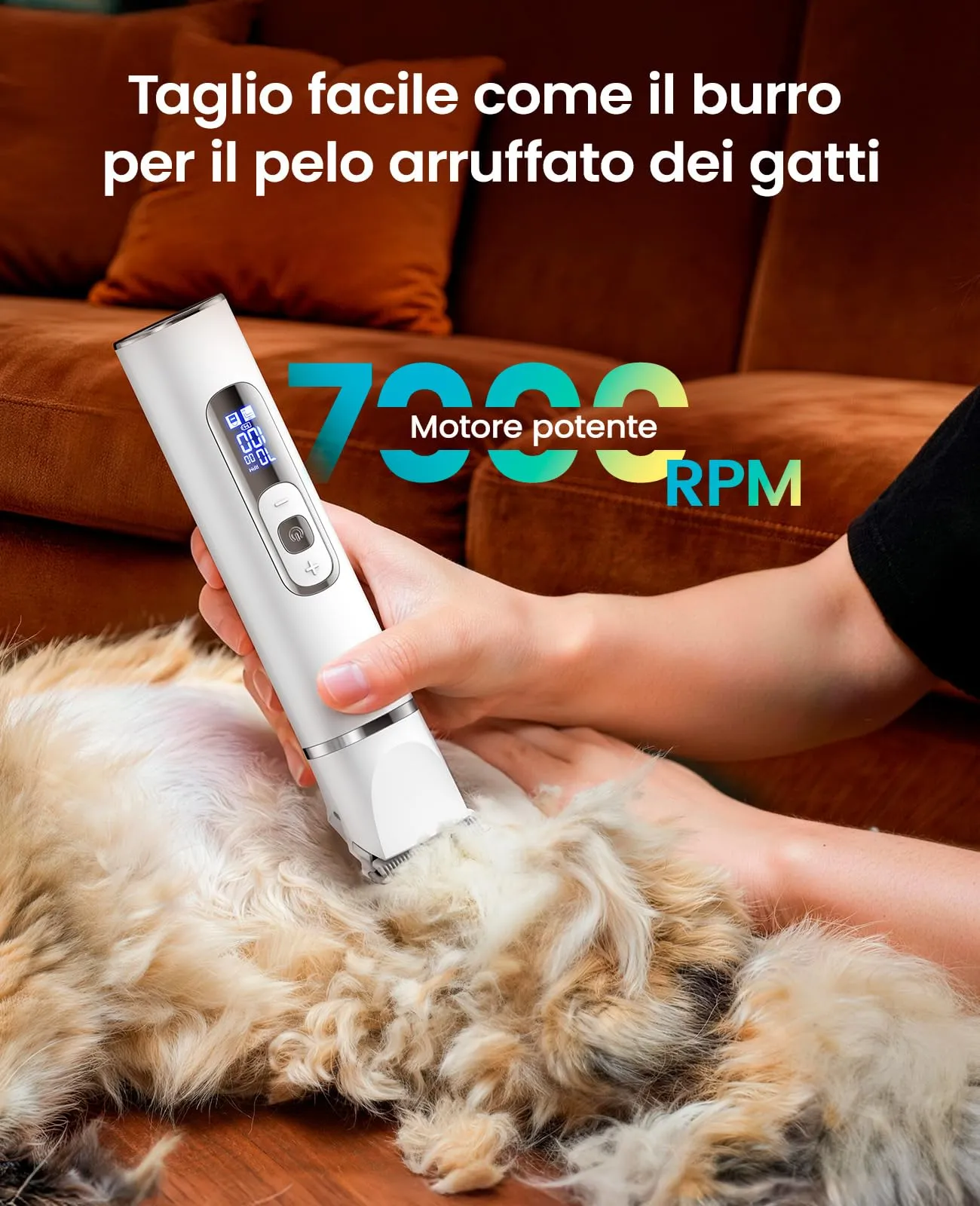 oneisall Tosatrice 3 in 1 per cani e gatti, silenziosa per cani, display LCD, tagliazampe e peli per cani, zampe, occhi, orecchie, viso - immagine 4