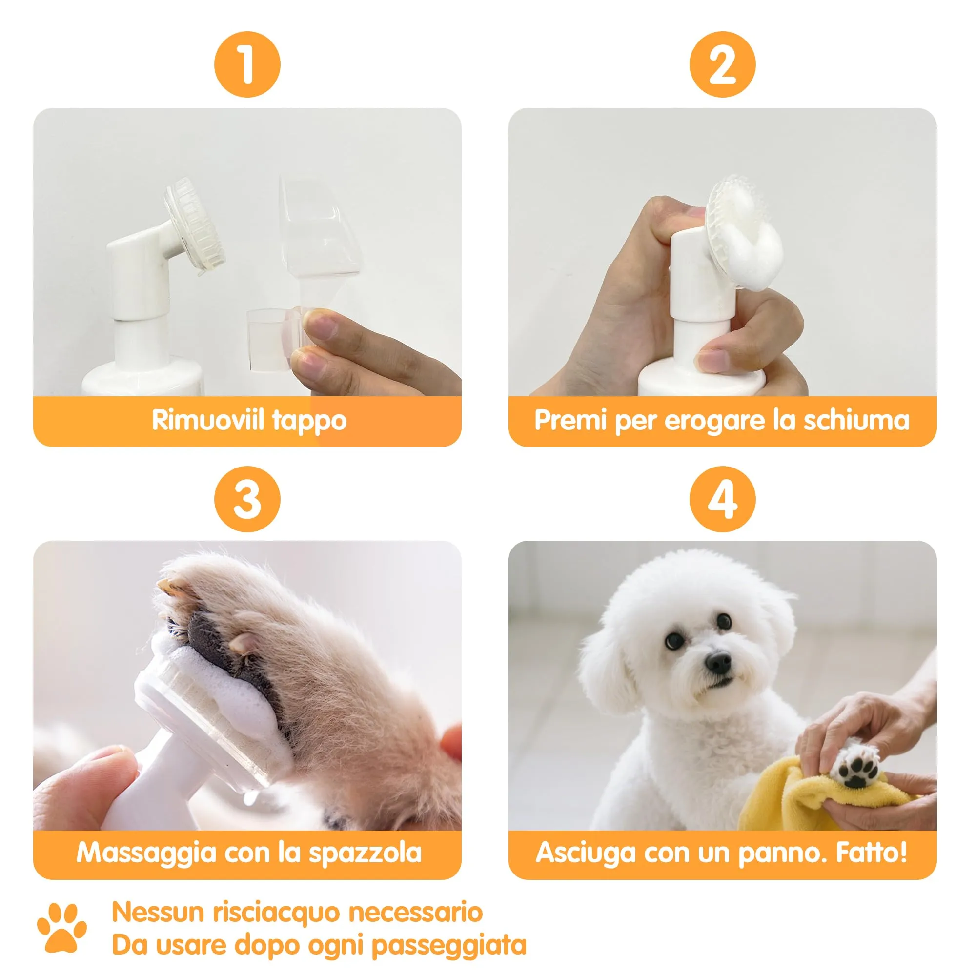 Aspand Detergente per Zampe per Cani e Gatti Senza Risciacquo 200ml - immagine 4