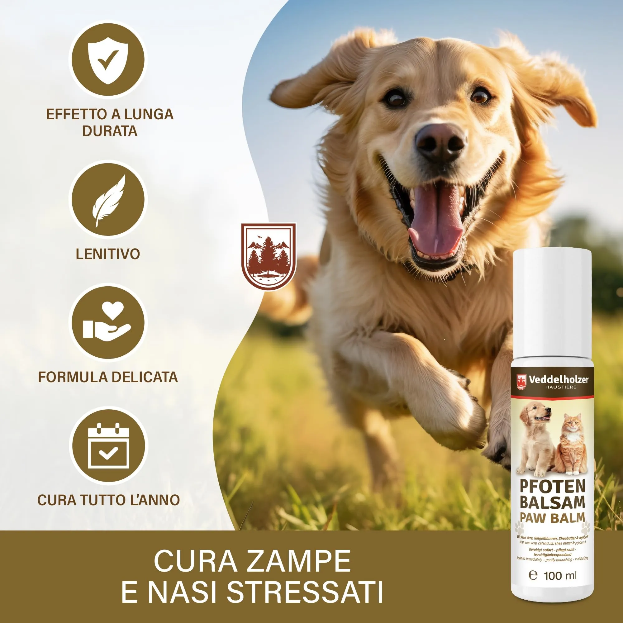 Veddelholzer 100 ml Balsamo per Zampe per Cani – Protezione Naturale e Cura per polpastrelli screpolati. - immagine 2