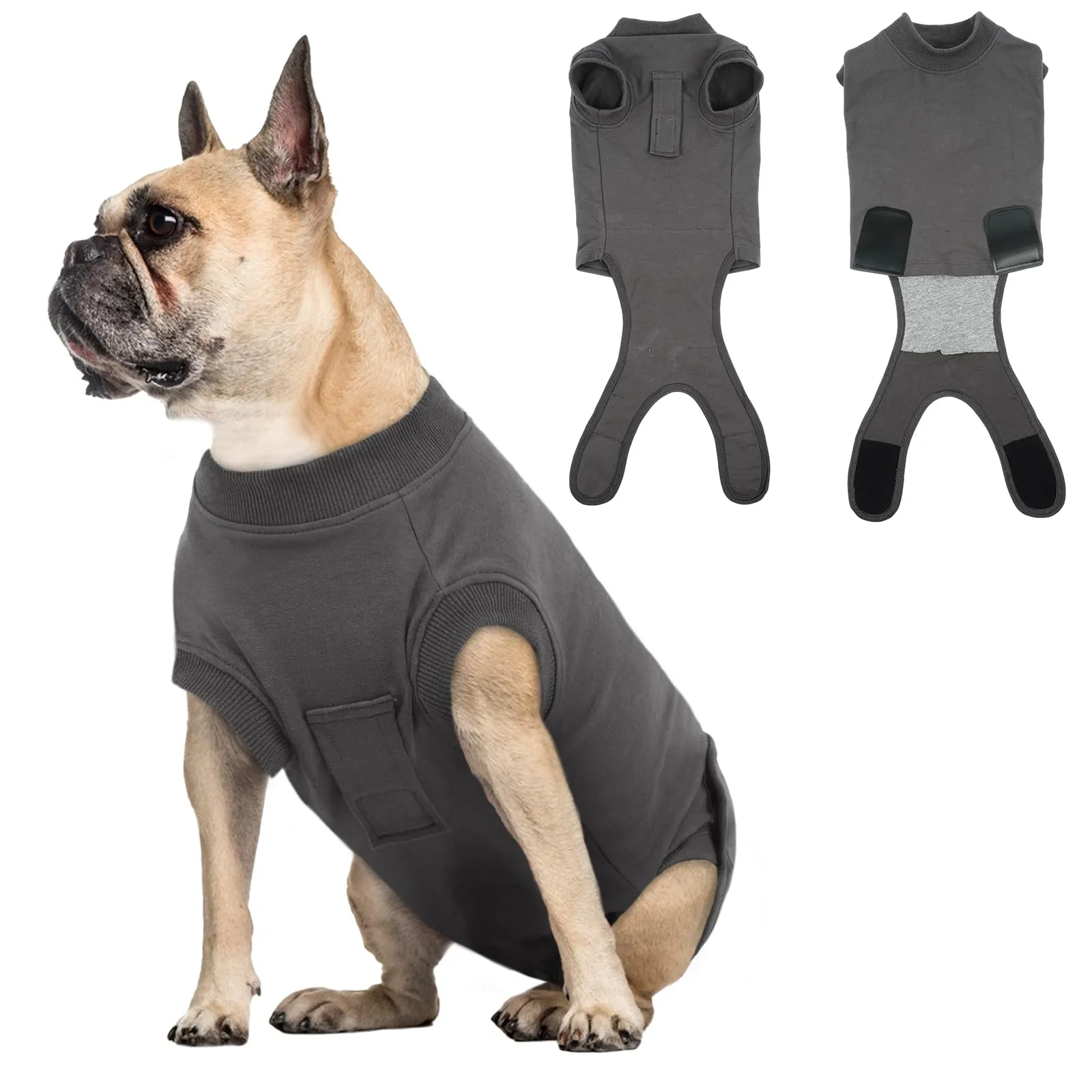 Tuta Post Operatoria Cane – Body Post Operatorio per Cani, Tuta Recupero Cane e Tuta Antileccamento Cane, Alternativa al Collare Elisabettiano, Grigio Scuro XS - immagine 1
