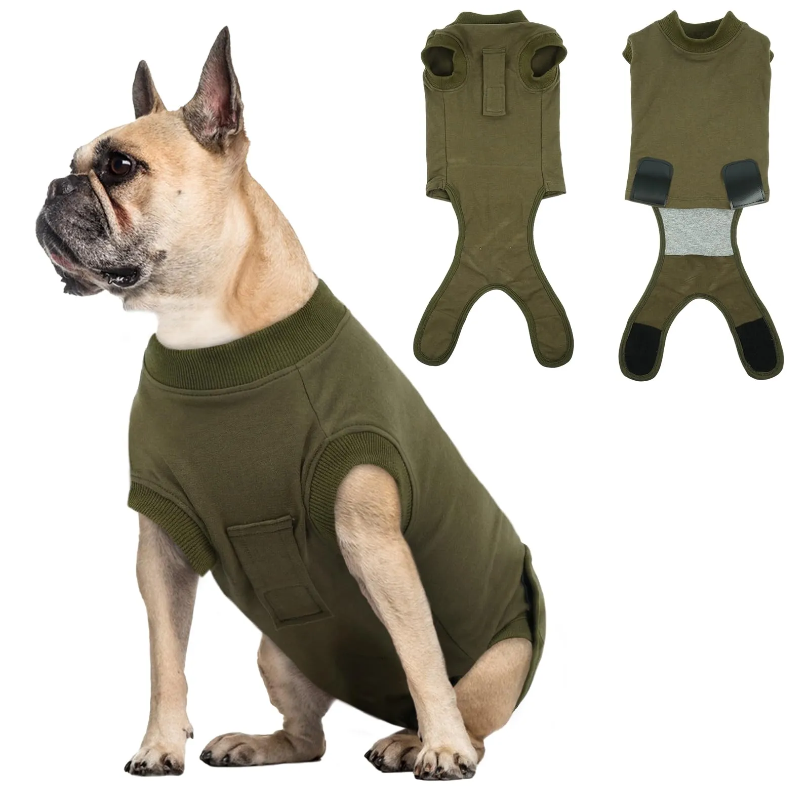 Hjumarayan Tuta Post Operatoria Cane – Body Post Operatorio per Cani, Tuta Recupero Cane e Tuta Antileccamento Cane, Alternativa al Collare Elisabettiano, Verde Militare XS - immagine 1