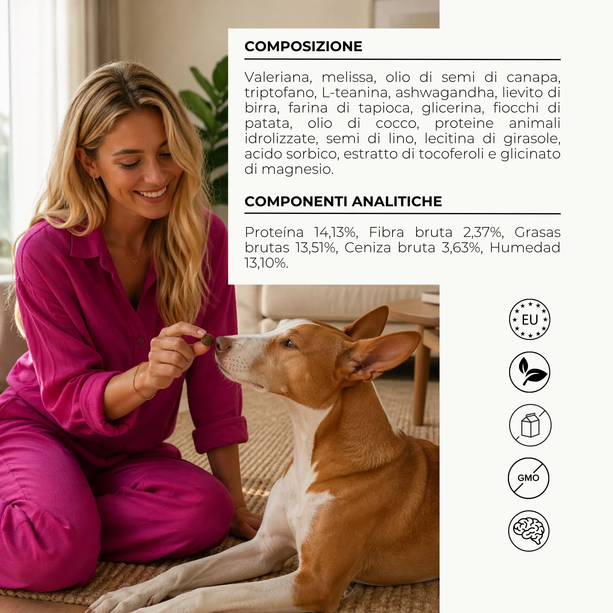 Lamina Care - Calmante per Cani in Snack - 90 Masticativi (270 g) con L-Teanina, Valeriana, Ashwagandha e Magnesio - Ansia, Stress, Botti e Temporali - 420 mg di Attivi per Snack - immagine 6