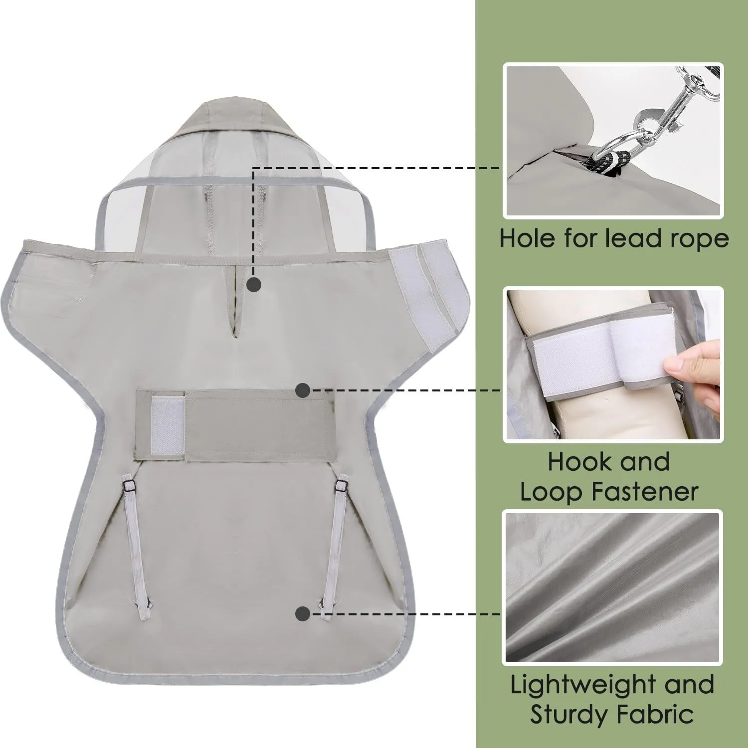 SlowTon Impermeabile per cani - Impermeabile leggero e portatile con cappuccio, giacca impermeabile con strisce riflettenti, poncho impermeabile regolabile senza maniche per cani di taglia piccola - immagine 6