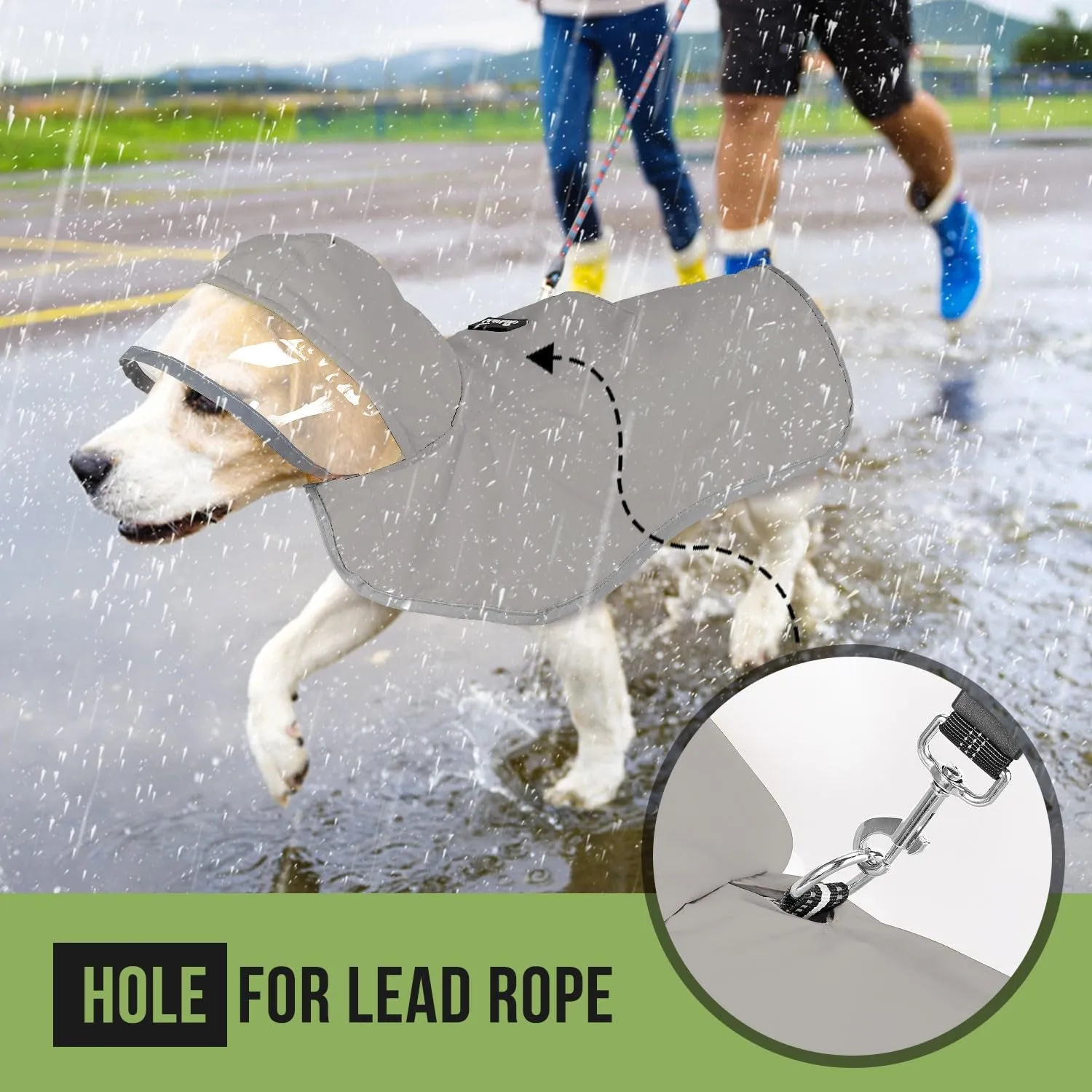SlowTon Impermeabile per cani - Impermeabile leggero e portatile con cappuccio, giacca impermeabile con strisce riflettenti, poncho impermeabile regolabile senza maniche per cani di taglia piccola - immagine 4