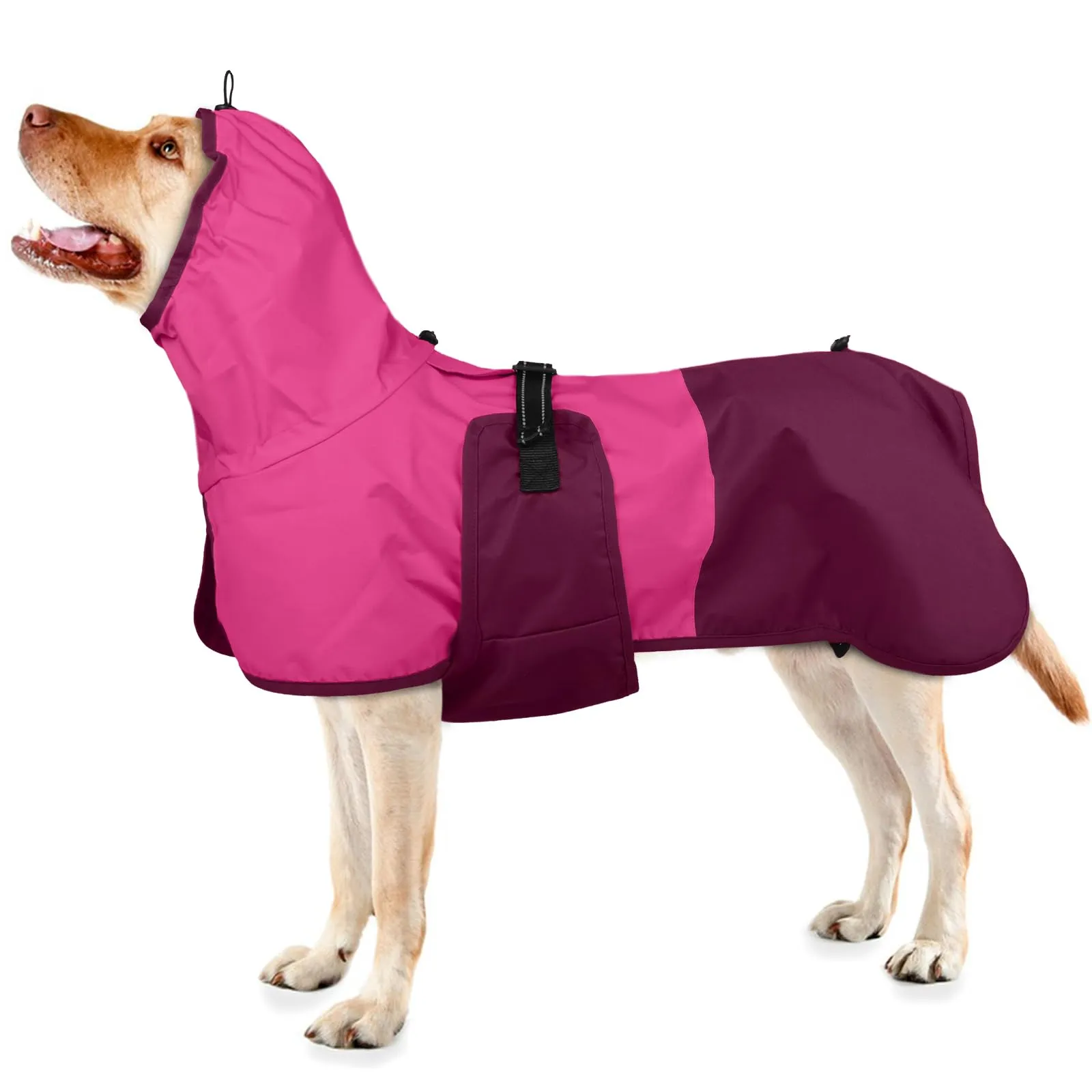 Giacca impermeabile per cani di taglia grande regolabile e impermeabile per cane grande (rosa rosso, L) - immagine 1