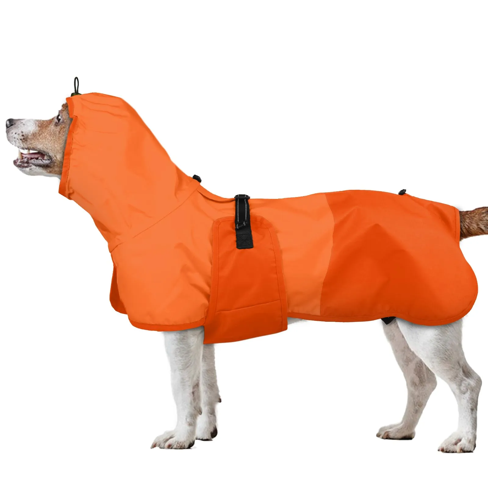 Mantello da pioggia per cane - Impermeabile con cappuccio - Taglia media - Impermeabile con fori per guinzaglio (arancione, M) - immagine 1