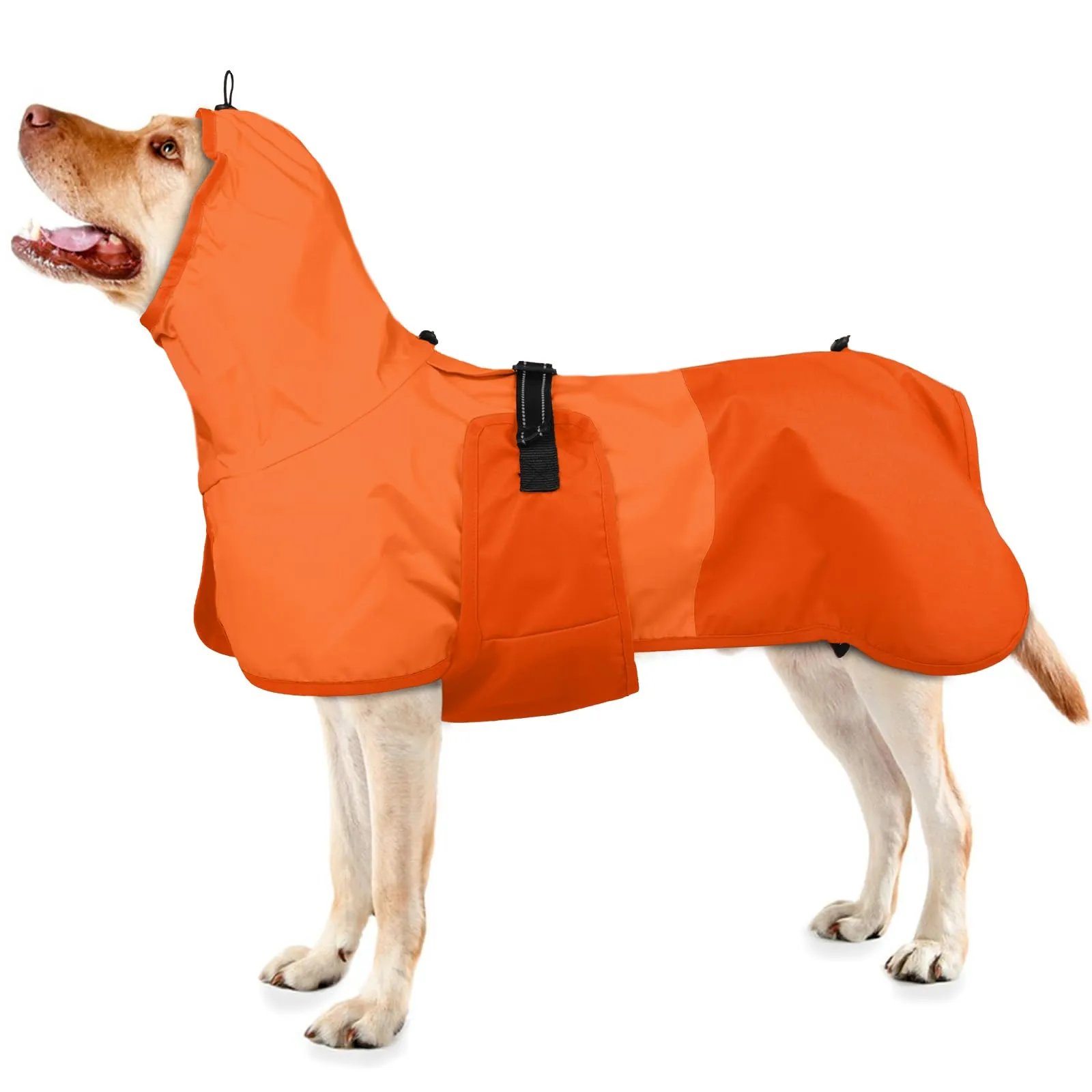 Impermeabile per cani, con cappuccio, regolabile, taglia XL, arancione - immagine 1