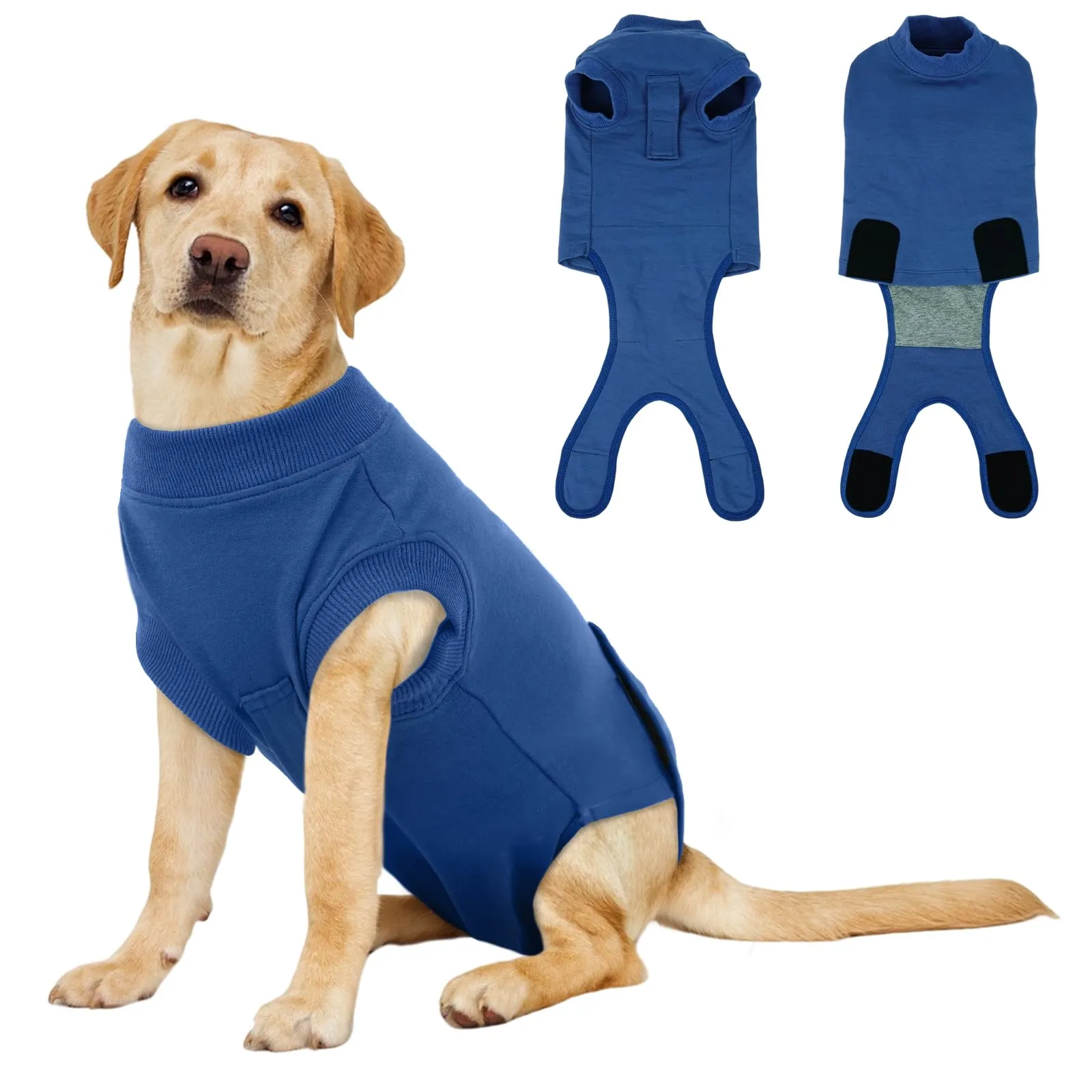 Tuta Post Operatoria per Cani Femmina | Body Recupero Cane per Sterilizzazione e Castrazione in Cotone | Body Chirurgico Antileccamento | Alternativa Confortevole al Collare (Blu Polvere XL) - immagine 1