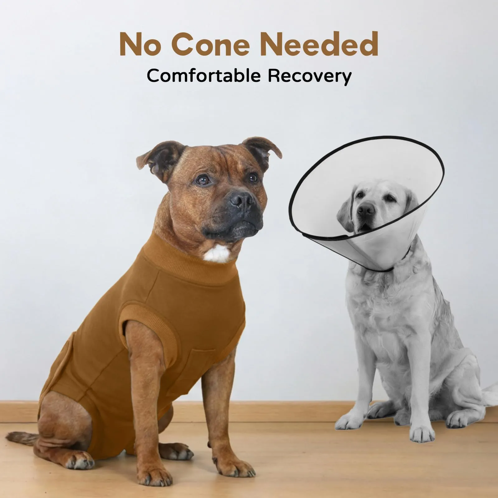 Tuta Post Operatoria per Cani Femmina Maschio | Body Recupero Cane per Sterilizzazione e Castrazione in Cotone | Body Chirurgico Antileccamento | Alternativa Confortevole al Collare (Marrone XXL） - immagine 5