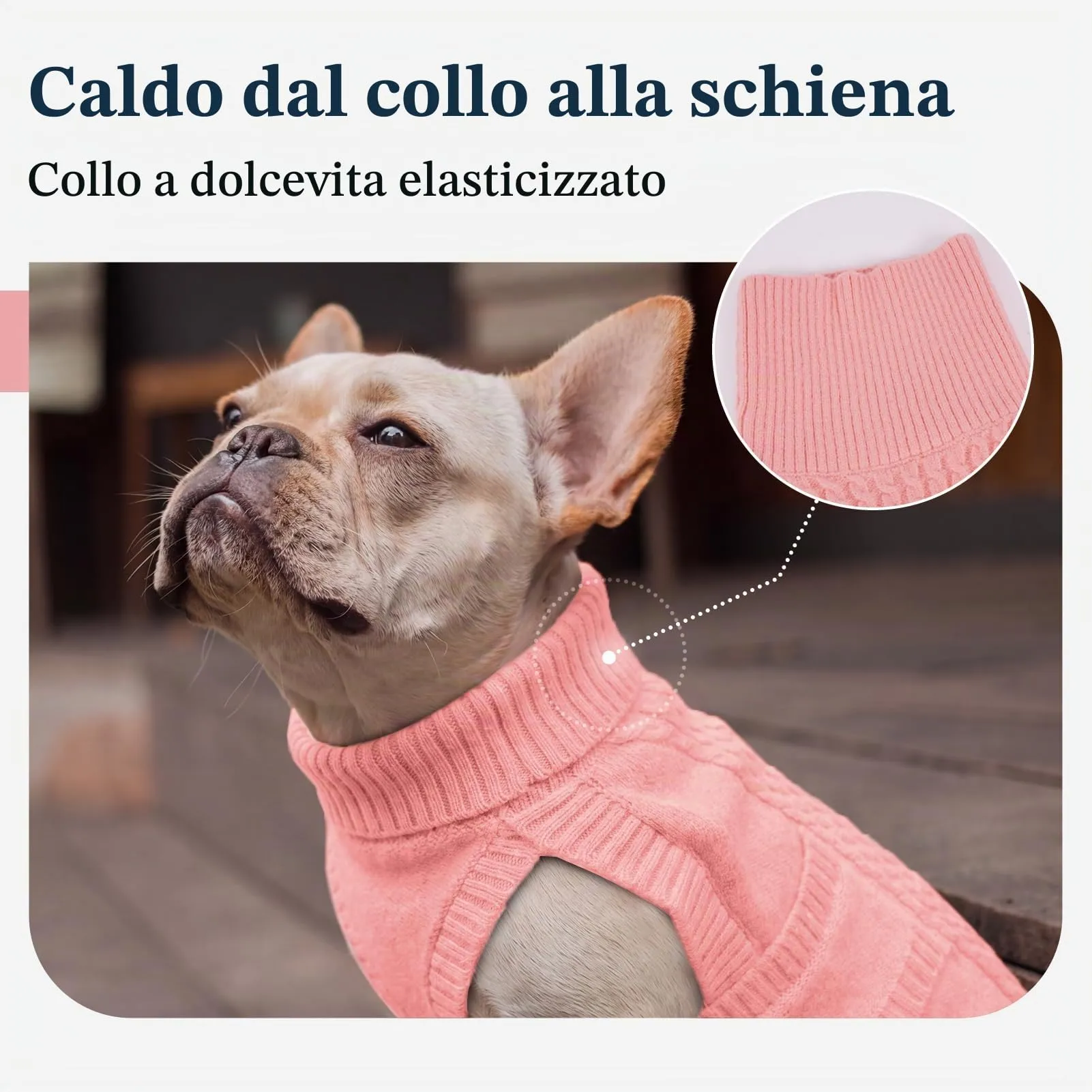 Hjumarayan Maglione per cani in maglia per bassotto in miniatura, caldo maglione senza maniche con collo alto, vestiti invernali con foro per imbracatura, maglieria senza maniche, Shih Tzu (rosa - immagine 4