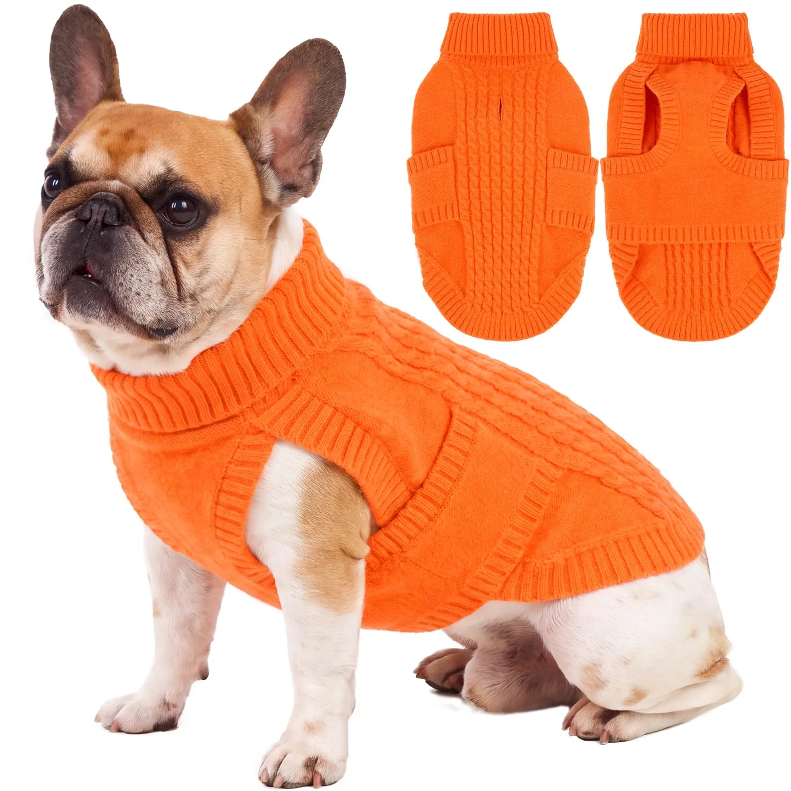 Hjumarayan Maglione minimalista per cani, lavorato a maglia, morbido, con collo arrotolato, con foro per imbracatura, per passeggiate autunnali e invernali, comodo maglione per cani e ragazze, Cocker - immagine 1