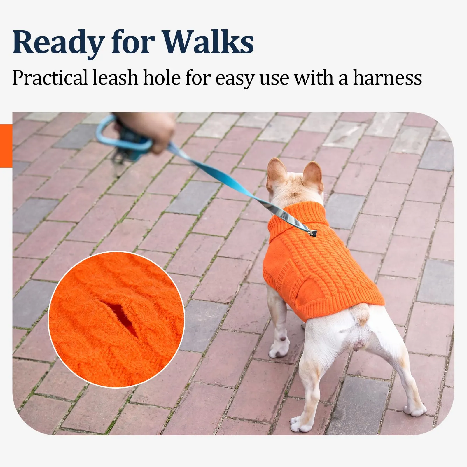 Hjumarayan Maglione minimalista per cani, lavorato a maglia, morbido, con collo arrotolato, con foro per imbracatura, per passeggiate autunnali e invernali, comodo maglione per cani e ragazze, Cocker - immagine 5