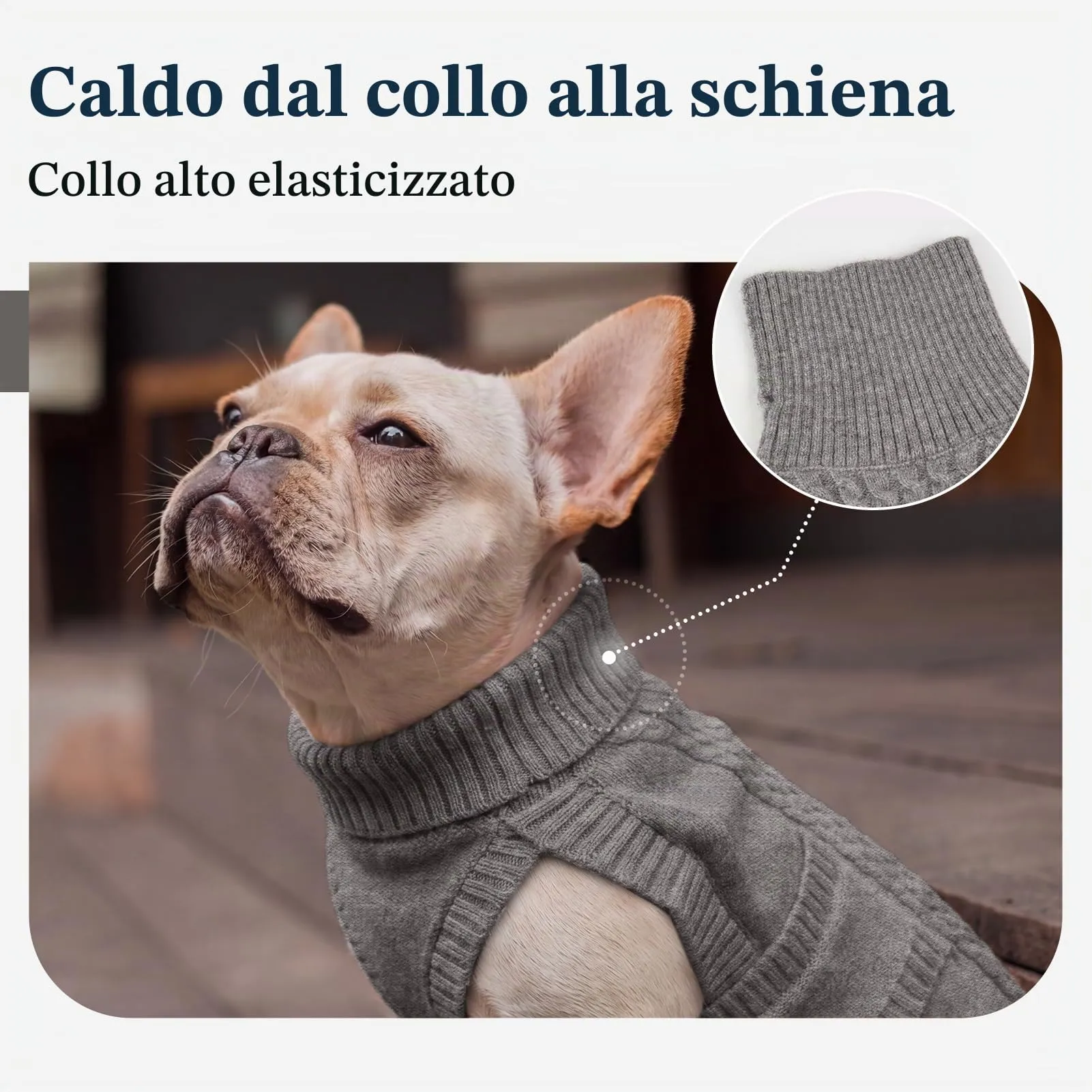 Hjumarayan Maglione per cani in maglia per bassotto in miniatura, caldo maglione senza maniche con collo alto, vestiti invernali con foro per imbracatura, maglieria senza maniche, Shih Tzu (grigio - immagine 4