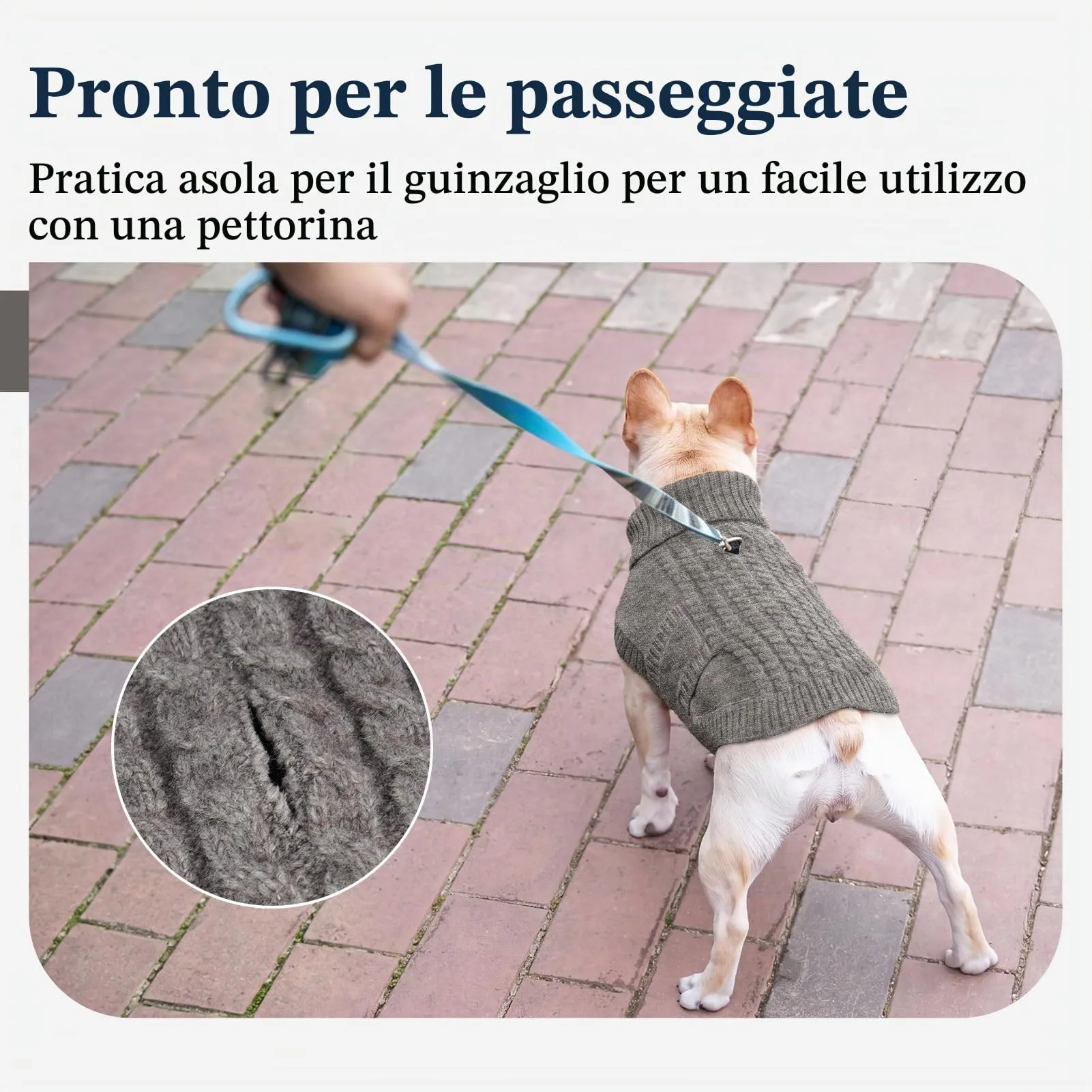 Hjumarayan Maglione per cani in maglia per bassotto in miniatura, caldo maglione senza maniche con collo alto, vestiti invernali con foro per imbracatura, maglieria senza maniche, Shih Tzu (grigio - immagine 5