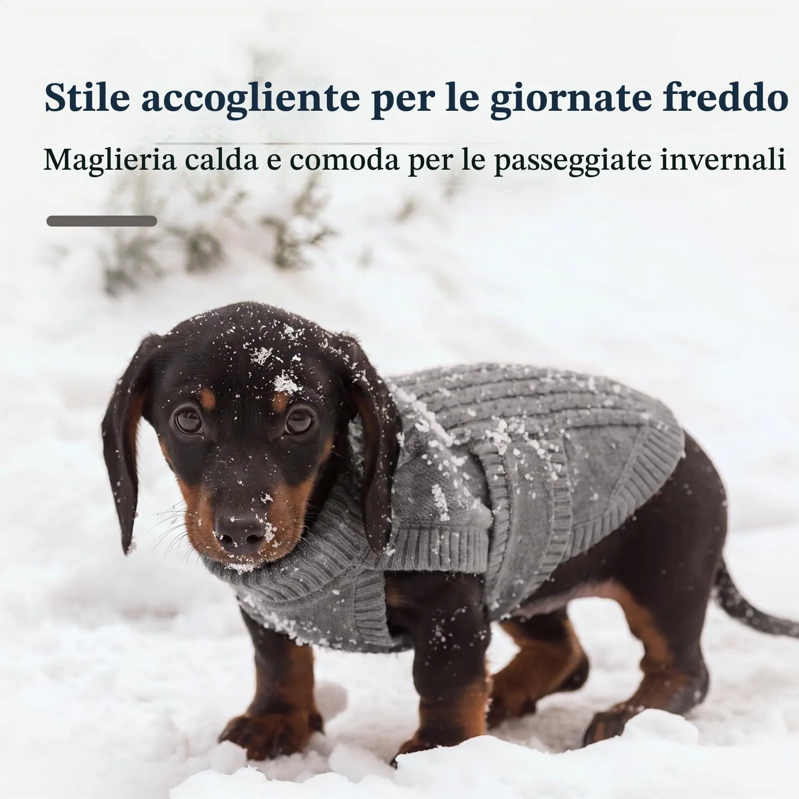 Hjumarayan Maglione per cani in maglia per bassotto in miniatura, caldo maglione senza maniche con collo alto, vestiti invernali con foro per imbracatura, maglieria senza maniche, Shih Tzu (grigio - immagine 7