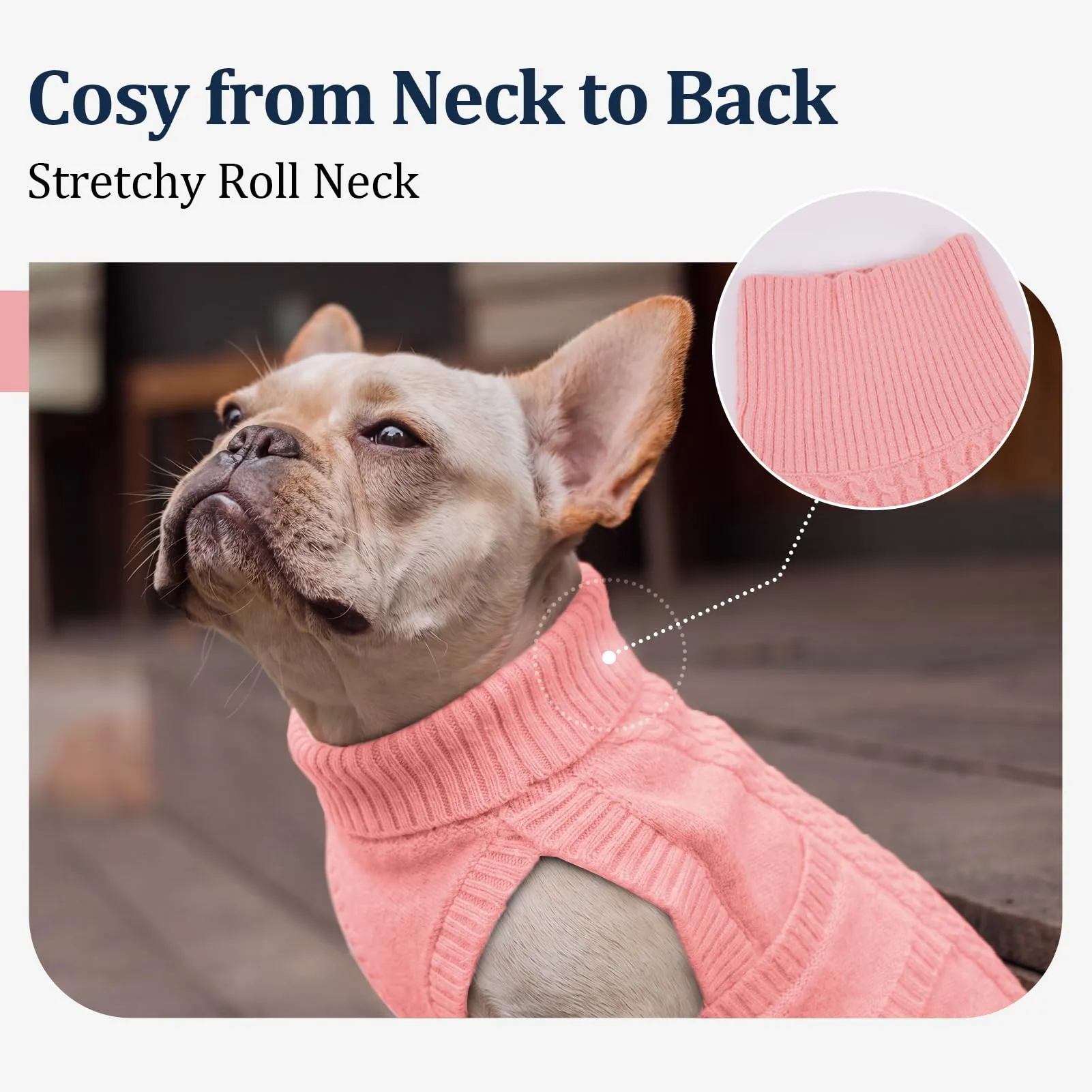 Hjumarayan Comodo maglione per cani in maglia a trecce, morbido maglione a collo alto con foro per imbracatura, caldo e senza maniche, per l'inverno, maglieria per cani di piccola taglia, chihuahua - immagine 4