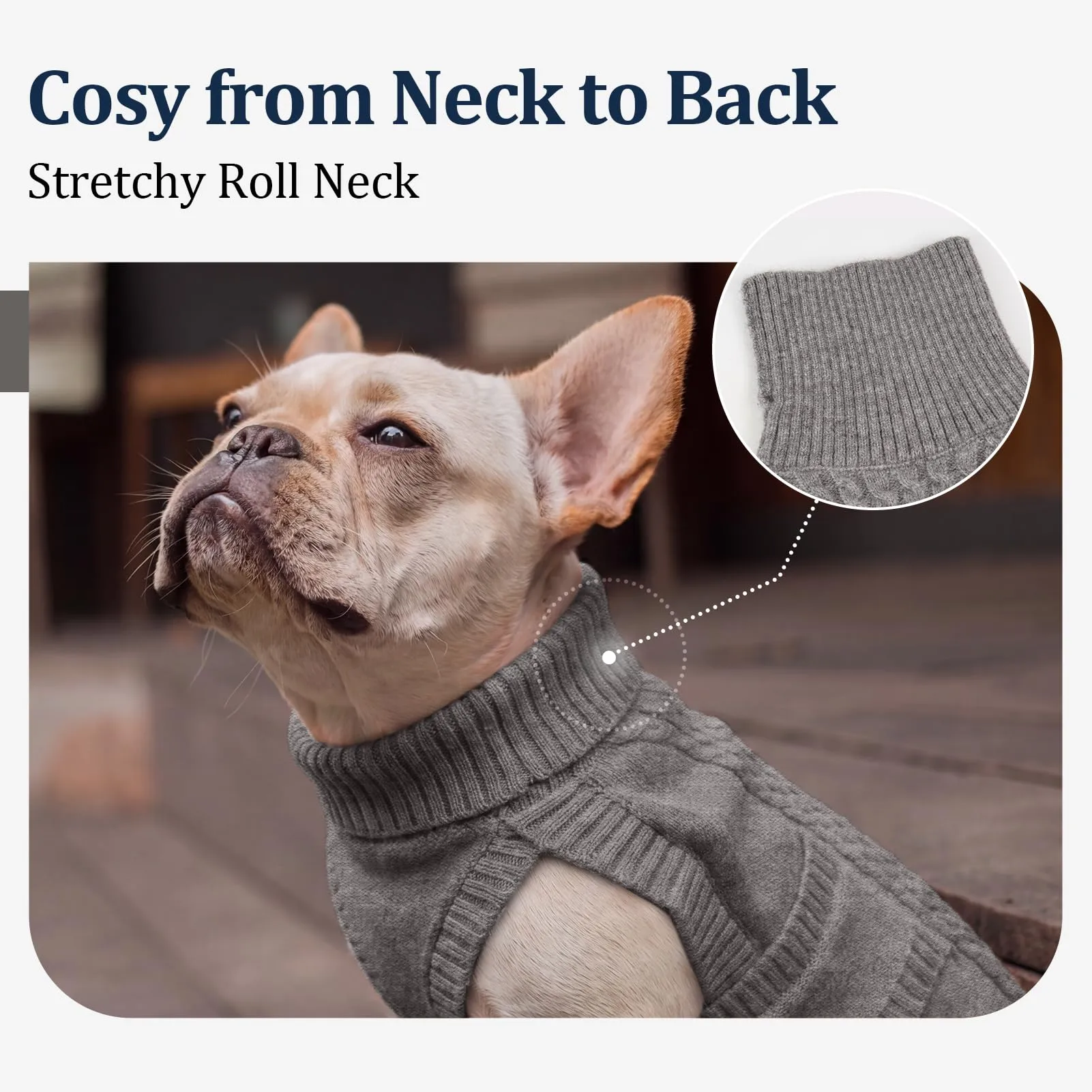Hjumarayan Comodo maglione per cani in maglia a trecce, morbido maglione a collo alto con foro per imbracatura, caldo e senza maniche, per l'inverno, maglieria per cani di piccola taglia, chihuahua - immagine 4