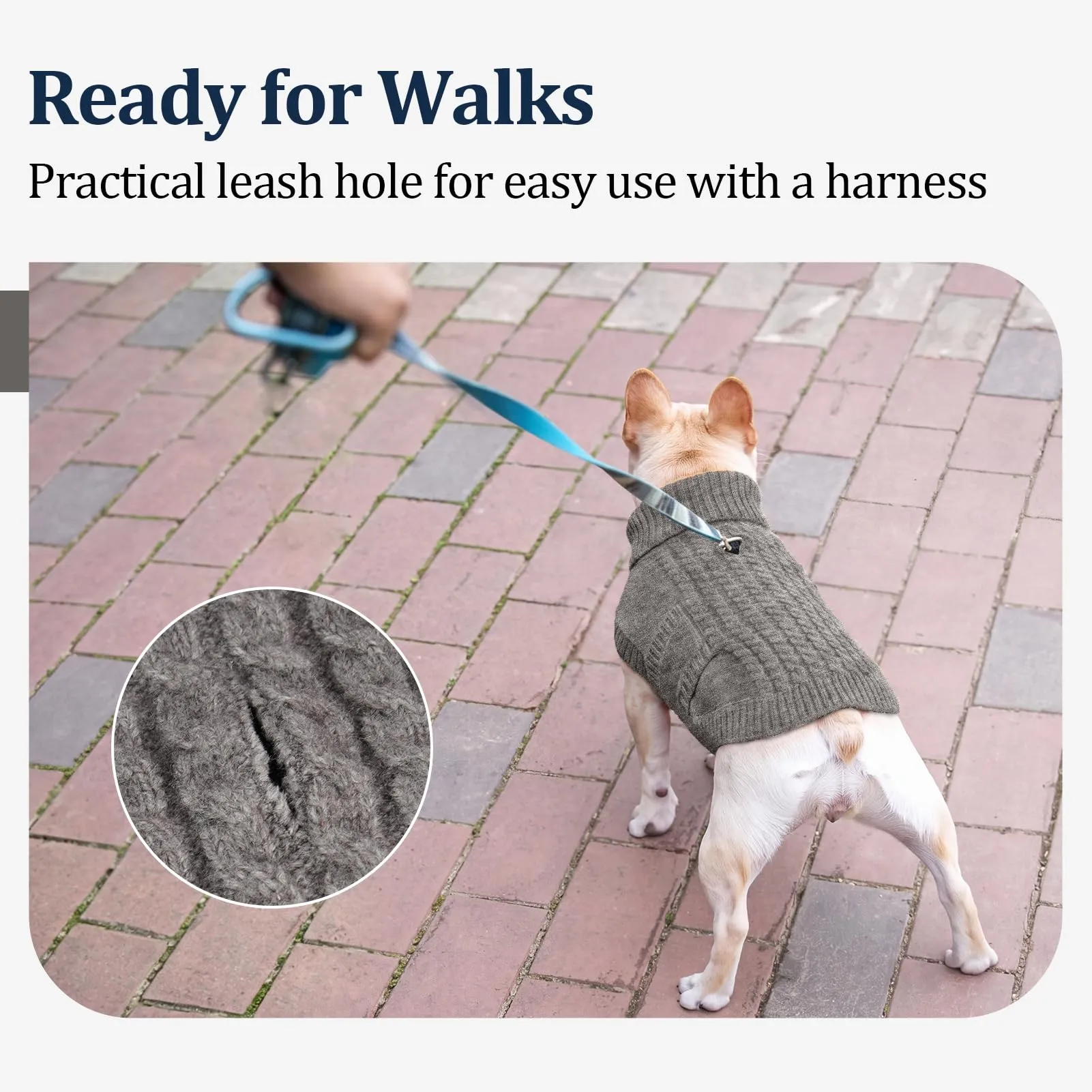 Hjumarayan Comodo maglione per cani in maglia a trecce, morbido maglione a collo alto con foro per imbracatura, caldo e senza maniche, per l'inverno, maglieria per cani di piccola taglia, chihuahua - immagine 5