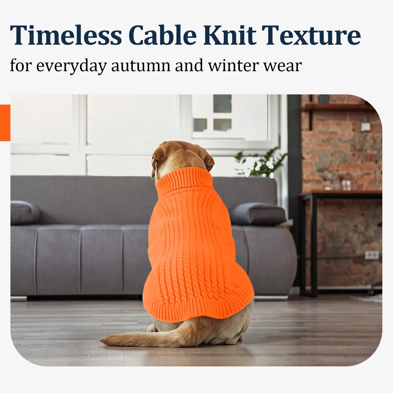Hjumarayan Maglione invernale per cani di taglia grande, lavorato a maglia, con collo alto e apertura per imbracatura, caldo, senza maniche, motivo a trecce, Border Collie, arancione, XXL - immagine 8