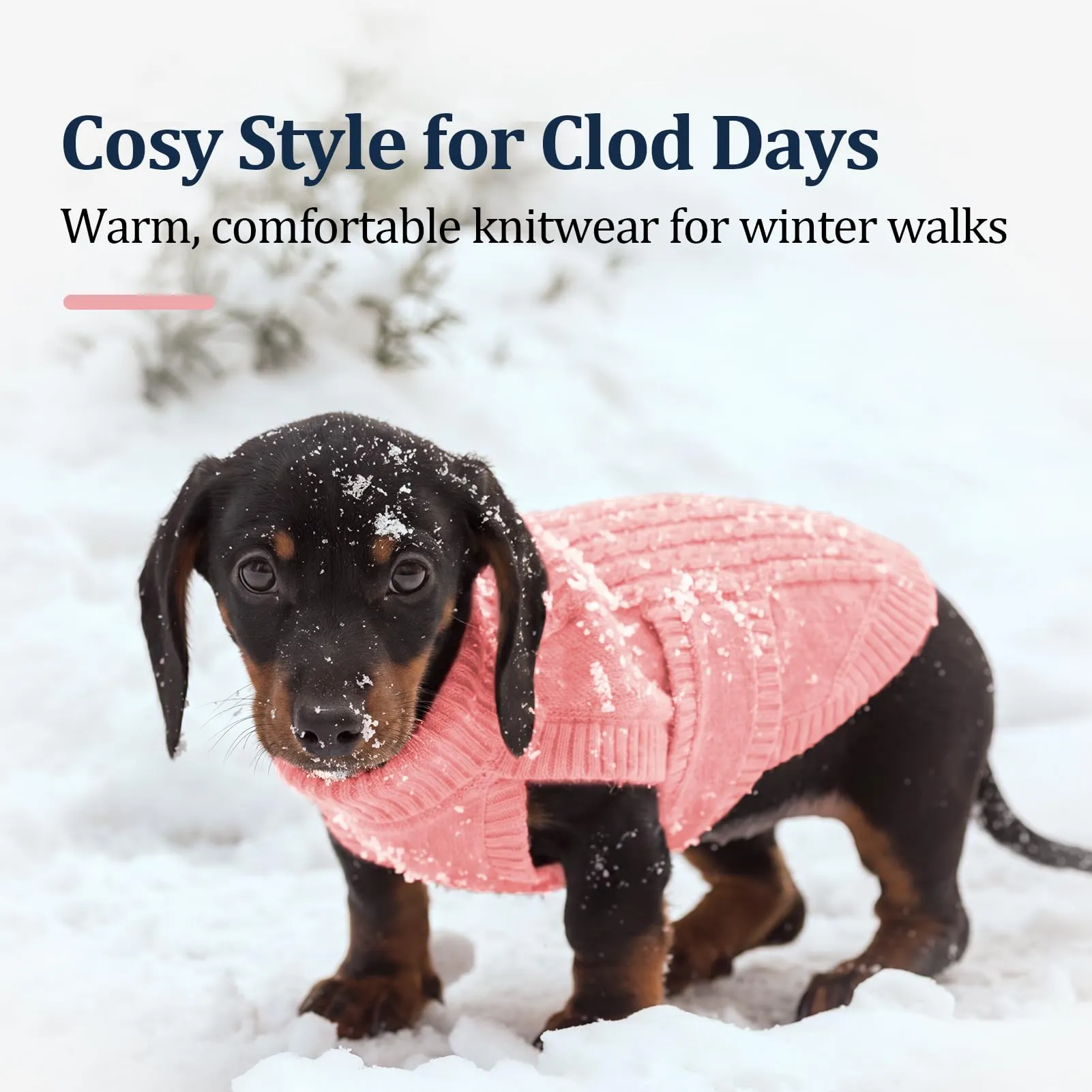 Hjumarayan Maglione per cani L, comodo maglione per cani, lavorato a maglia, con foro per imbracatura, per passeggiate invernali, senza maniche, per cuccioli, dolcevita, abbigliamento invernale per - immagine 8