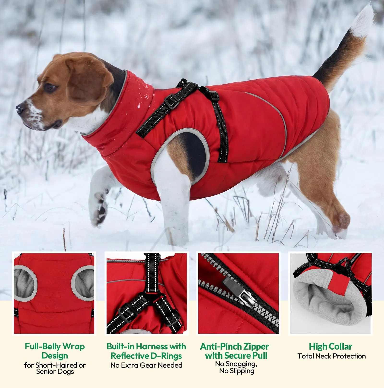 KONVINIT Cappotto Invernale Cani Grandi con Pettorina - Giacca Impermeabile - immagine 3