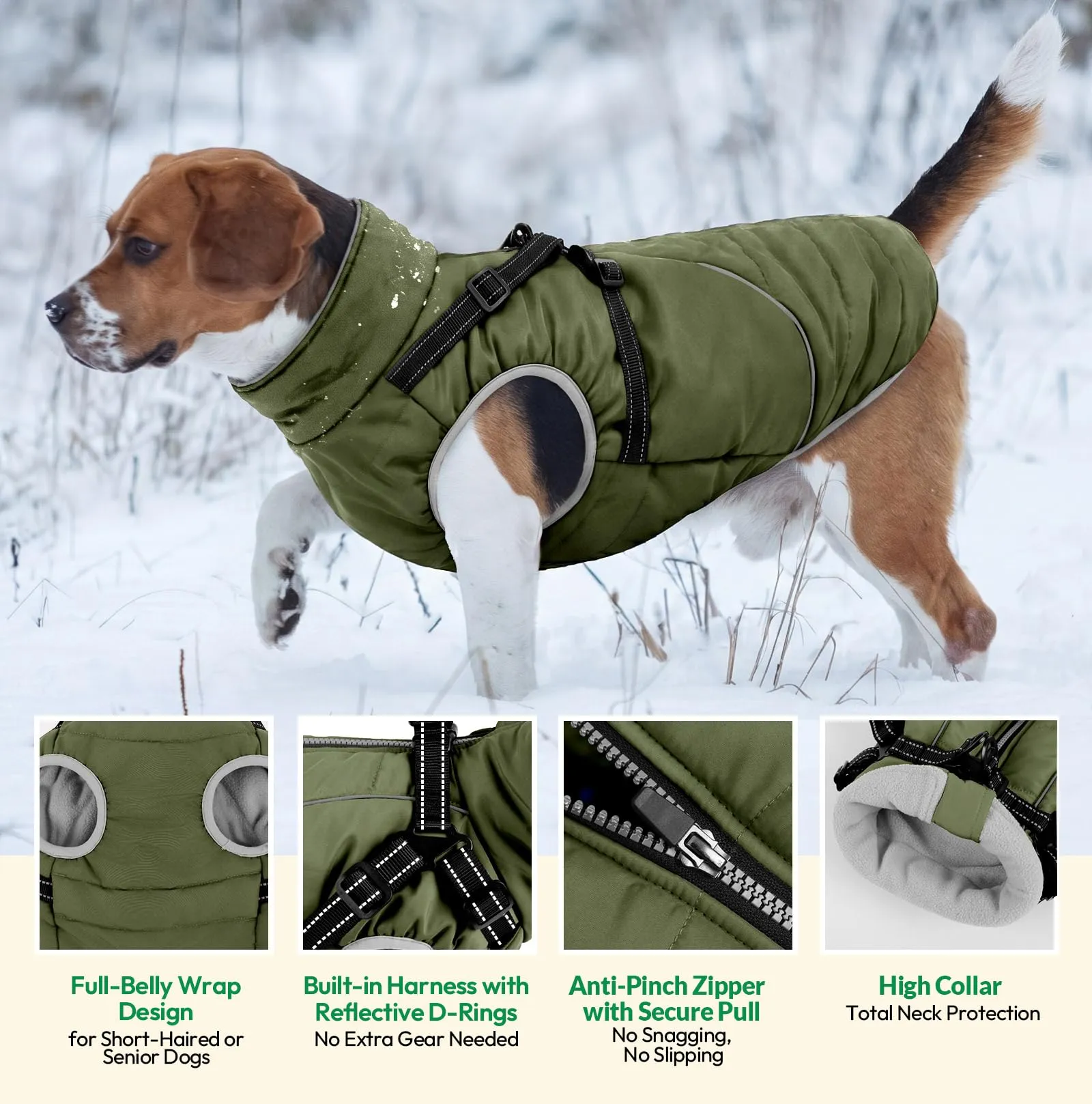 KONVINIT Giubbotto Invernale per Cani - Cappotto con Pettorina Integrata - immagine 4