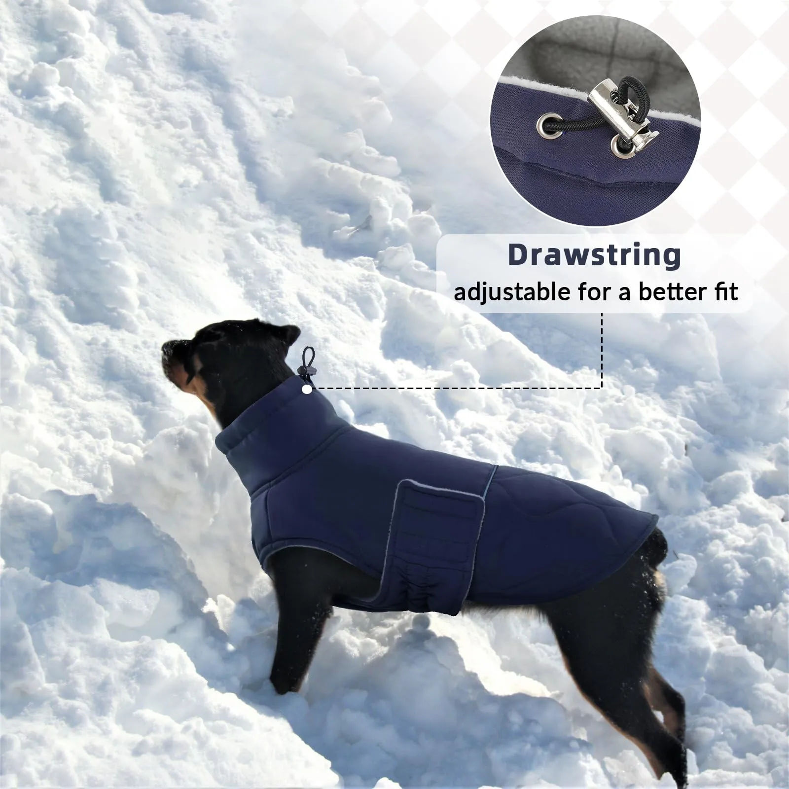 Hjumarayan Cappotto invernale per cani, giacca calda con fodera in pile e apertura per il guinzaglio, cappotto imbottito riflettente e resistente all'acqua per cani di taglia media - immagine 7