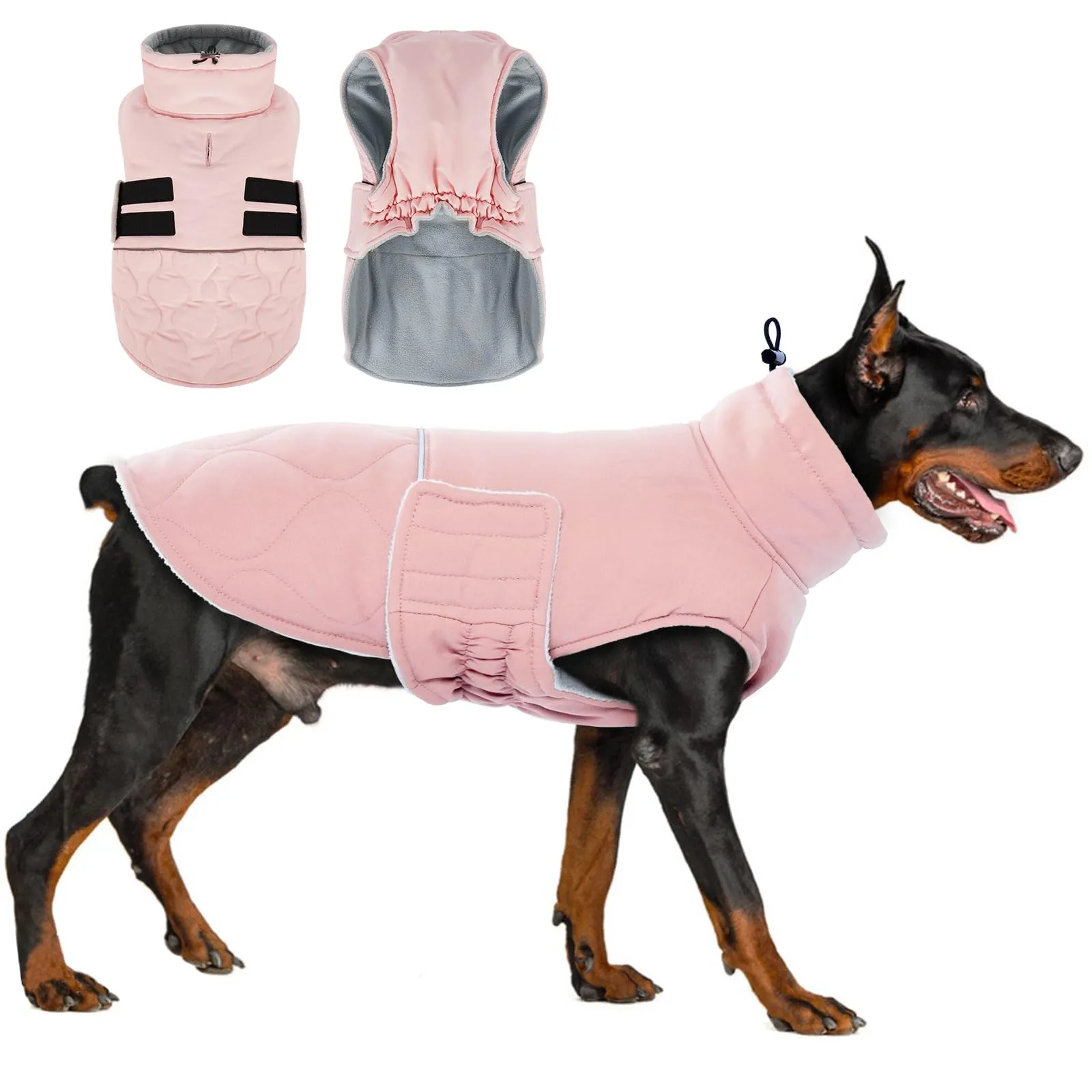 Hjumarayan Cappotto invernale per cani imbottito con apertura per imbracatura, caldo cappotto invernale per cani di taglia grande, per labrador e pastore (rosa, 3XL) - immagine 1
